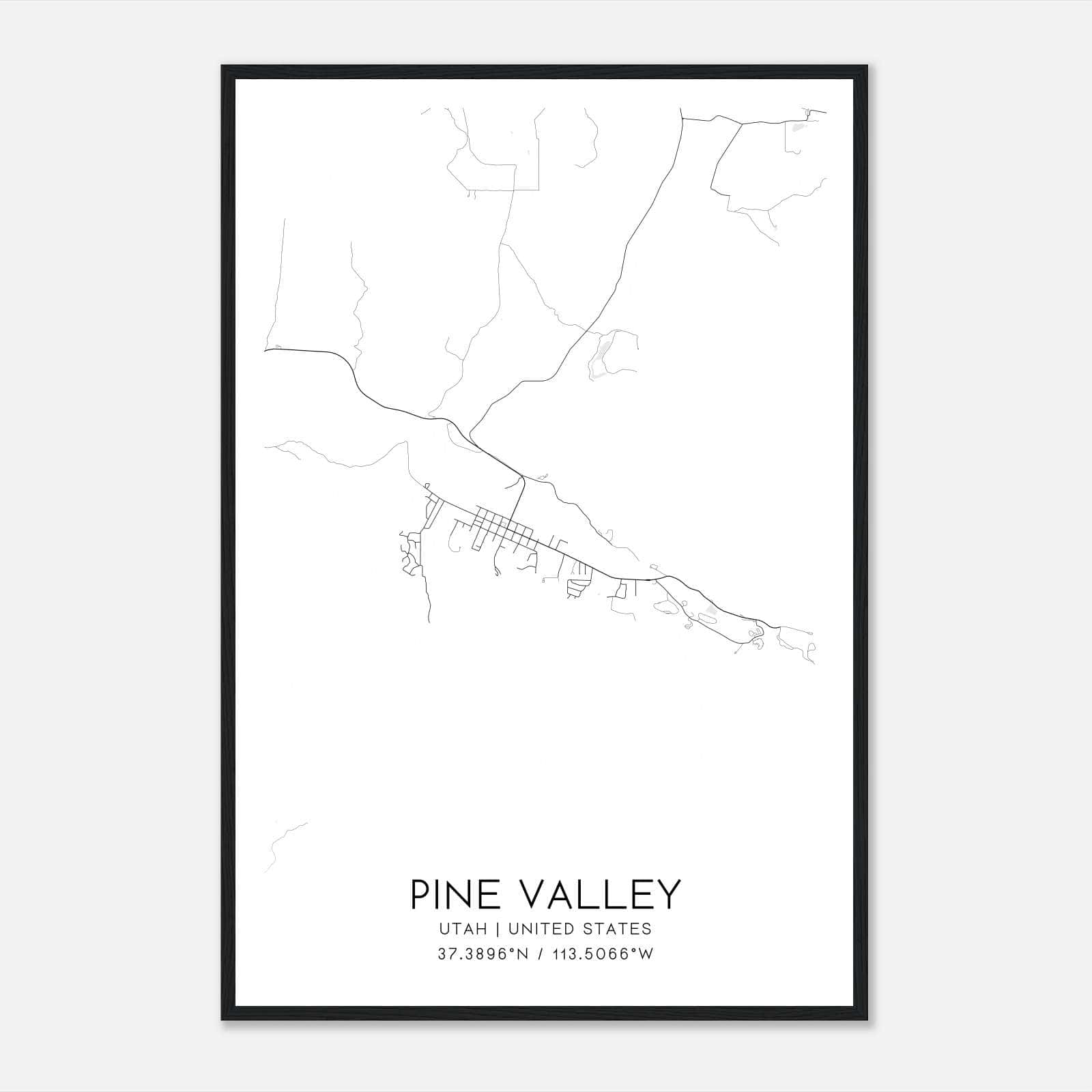 Pine Valley Utah Map Poster, Modern Home Decor Wall Art Print Pine Valley Utah Map Poster, Modern Home Decor Wall Art Print