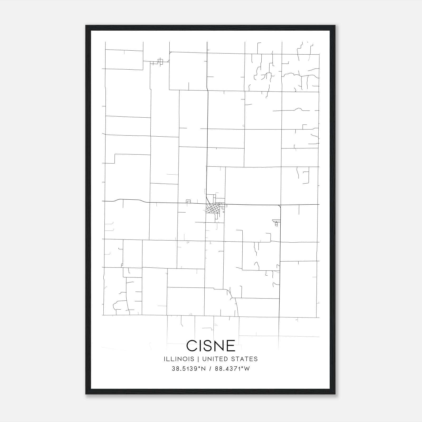 Cisne Illinois Map Poster, Modern Home Decor Wall Art Print Cisne Illinois Map Poster, Modern Home Decor Wall Art Print