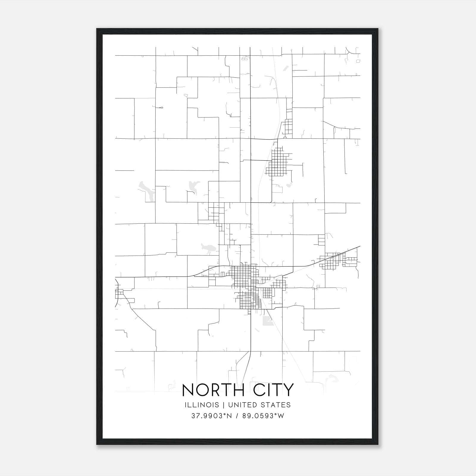 North City Illinois Map Poster, Modern Home Decor Wall Art Print North City Illinois Map Poster, Modern Home Decor Wall Art Print