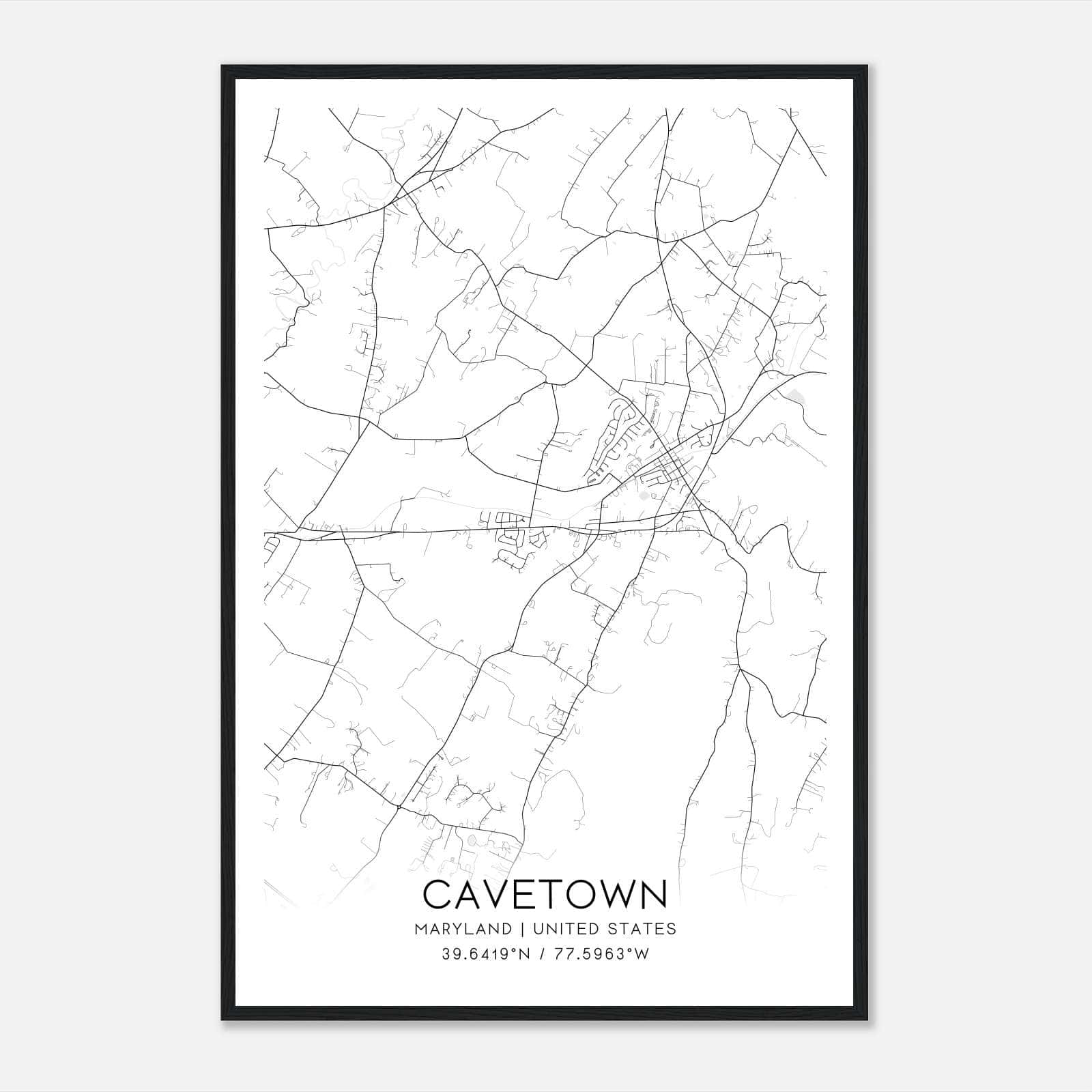 Cavetown Maryland Map Poster, Modern Home Decor Wall Art Print Cavetown Maryland Map Poster, Modern Home Decor Wall Art Print