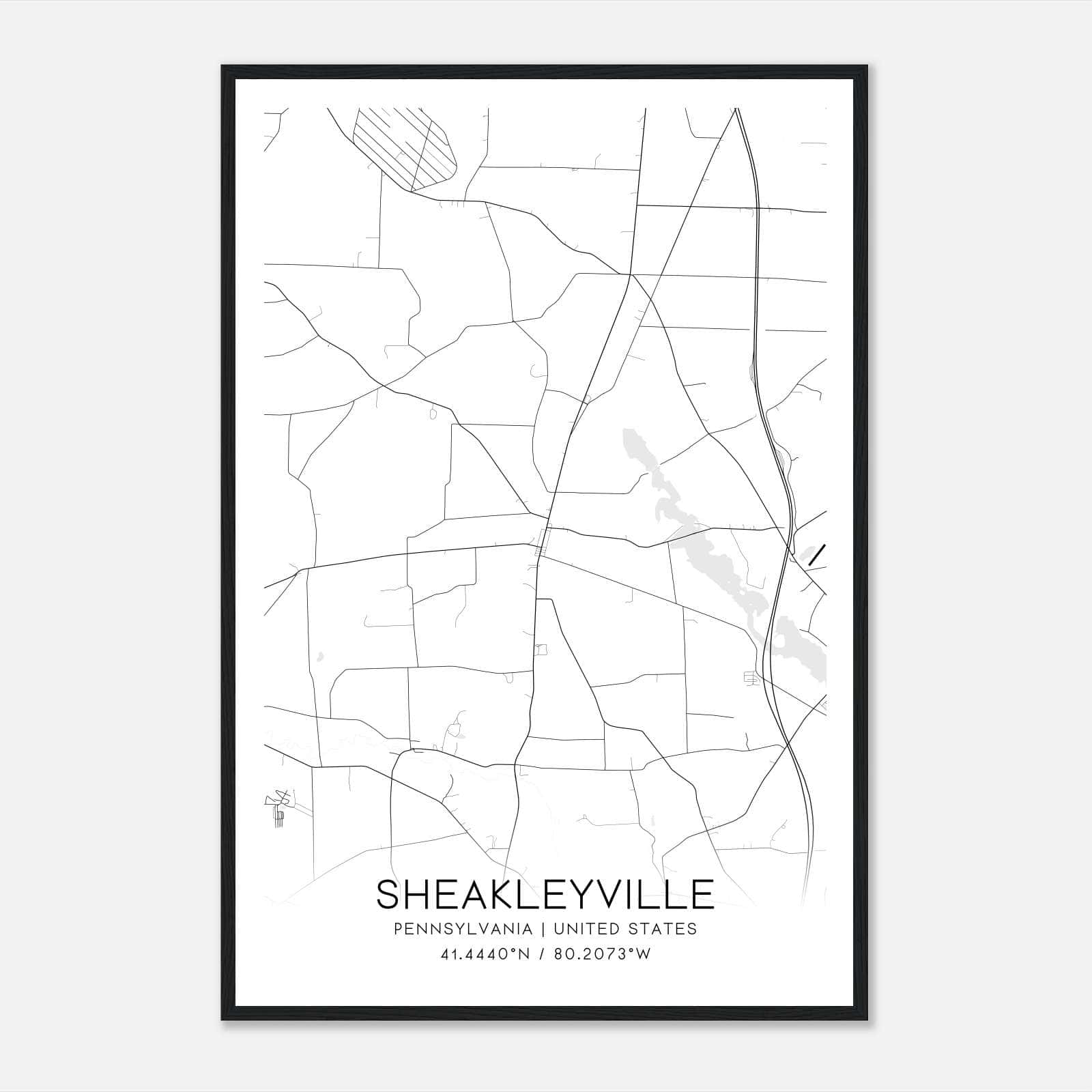 Sheakleyville Pennsylvania Map Poster, Modern Home Decor Wall Art Print Sheakleyville Pennsylvania Map Poster, Modern Home Decor Wall Art Print
