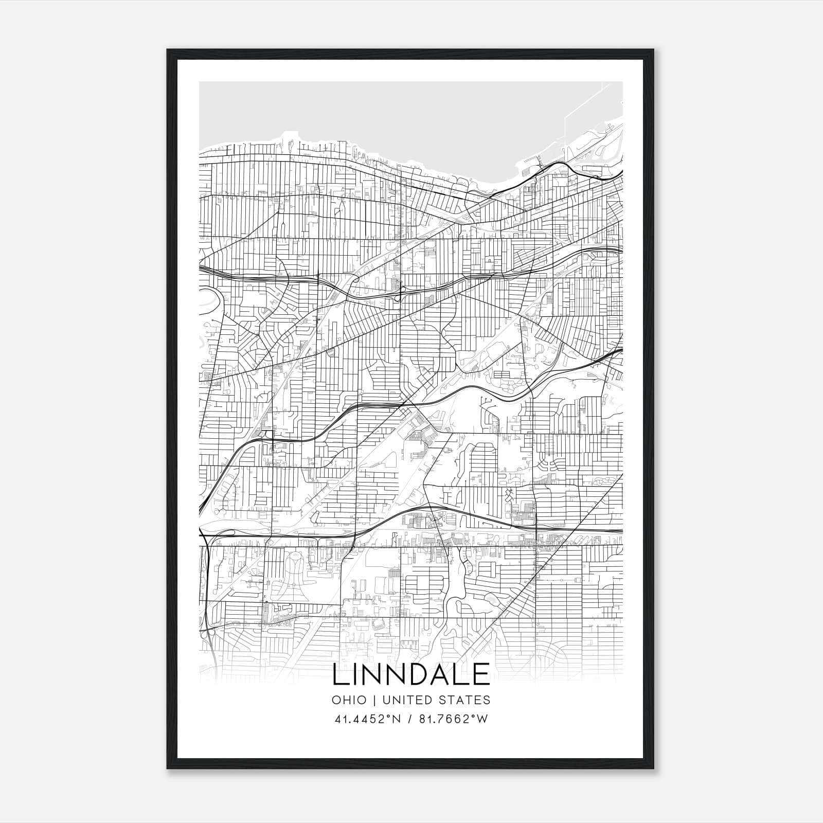 Linndale Ohio Map Poster, Modern Home Decor Wall Art Print Linndale Ohio Map Poster, Modern Home Decor Wall Art Print