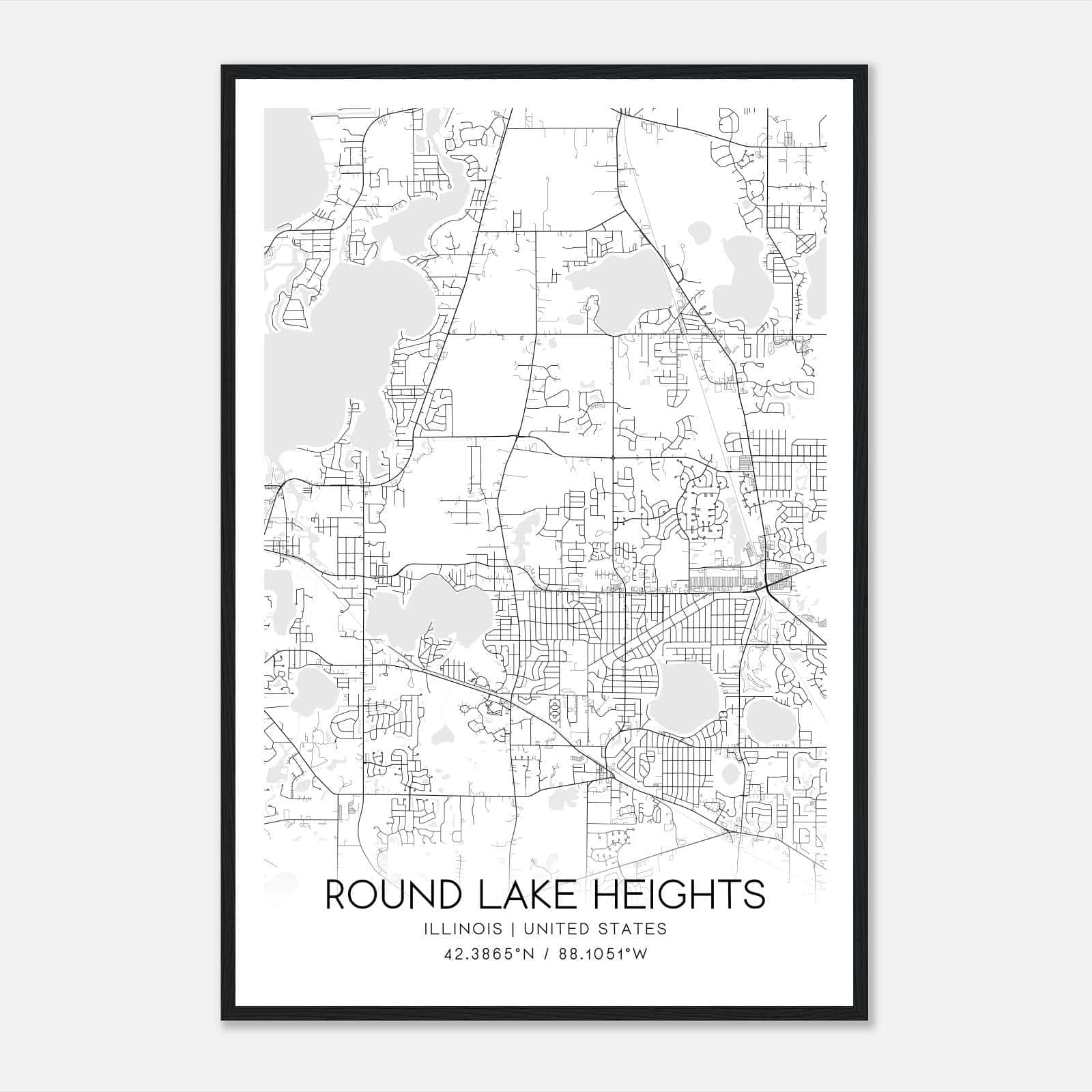 Round Lake Heights Illinois Map Poster, Modern Home Decor Wall Art Print Round Lake Heights Illinois Map Poster, Modern Home Decor Wall Art Print