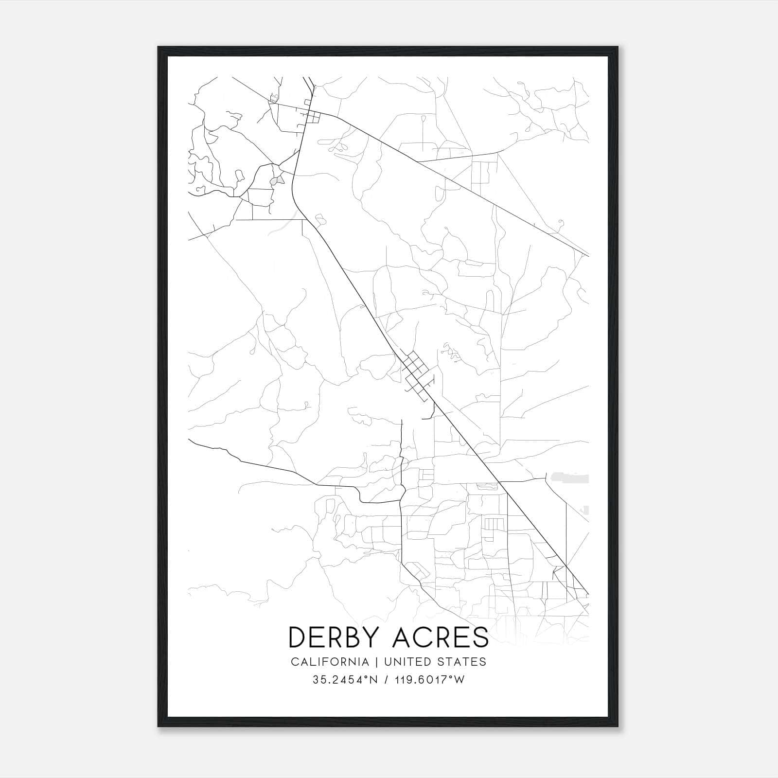 Derby Acres California Map Poster, Modern Home Decor Wall Art Print Derby Acres California Map Poster, Modern Home Decor Wall Art Print