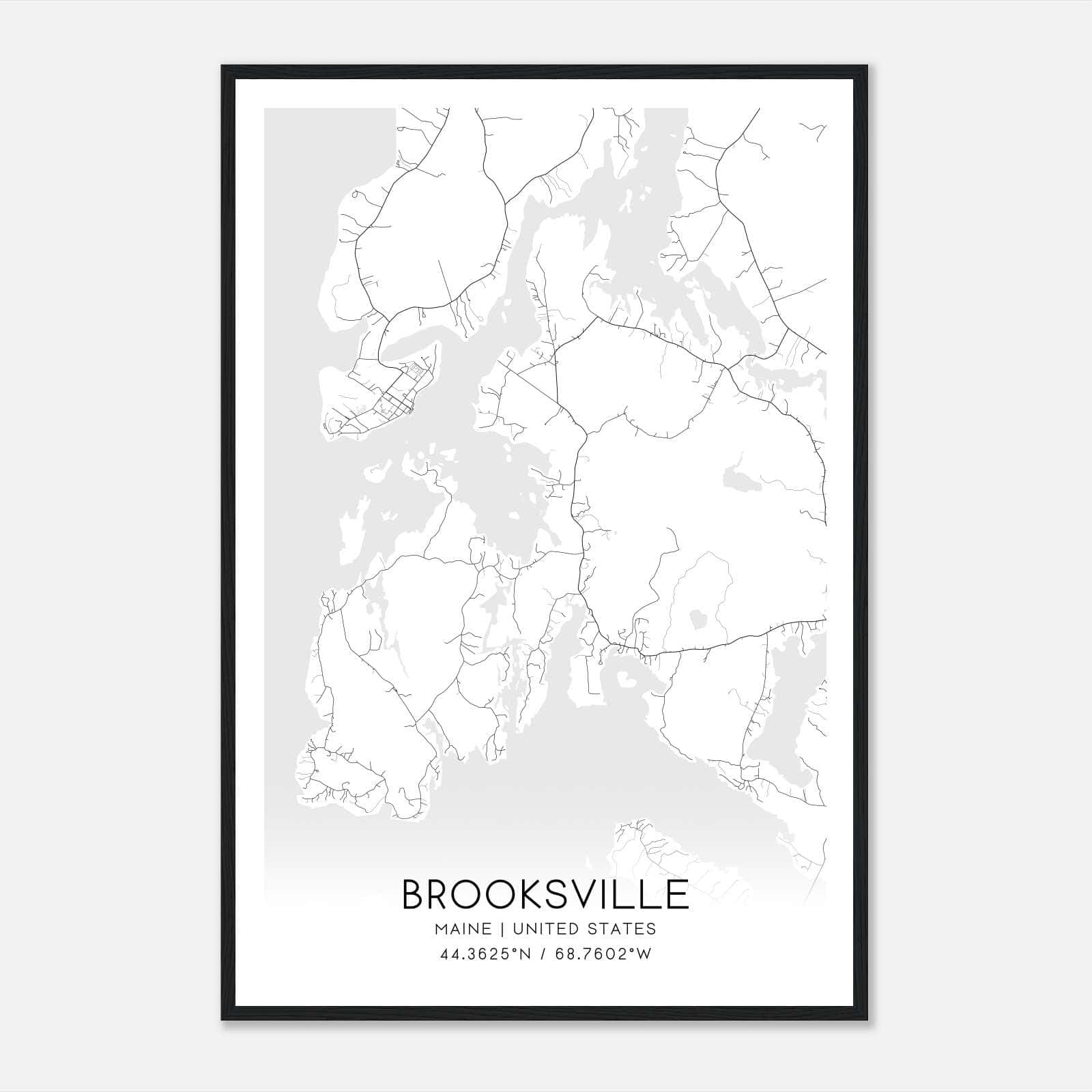 Brooksville Maine Map Poster, Modern Home Decor Wall Art Print Brooksville Maine Map Poster, Modern Home Decor Wall Art Print