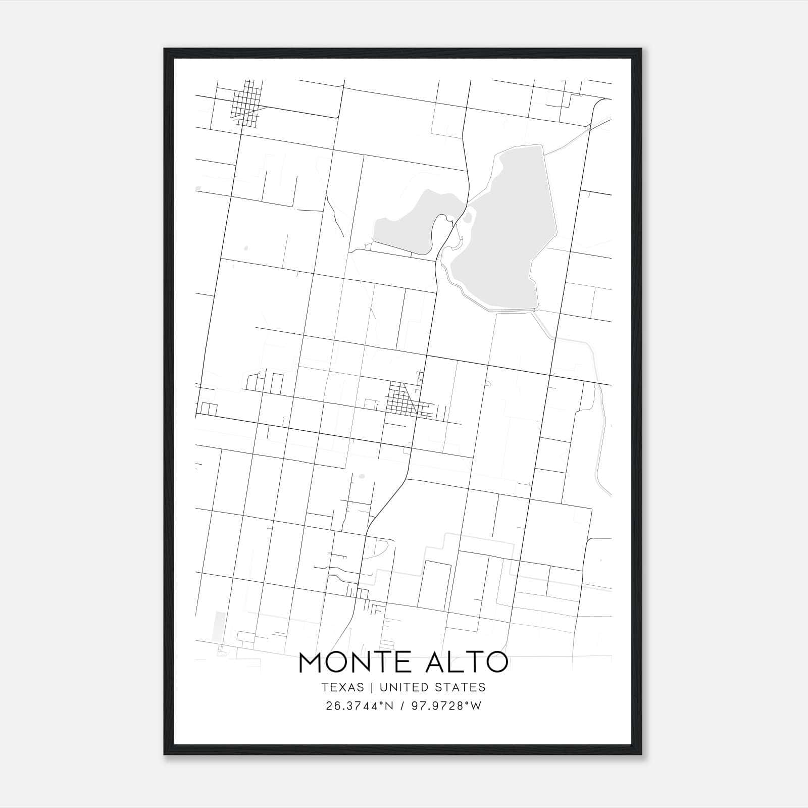 Monte Alto Texas Map Poster, Modern Home Decor Wall Art Print Monte Alto Texas Map Poster, Modern Home Decor Wall Art Print