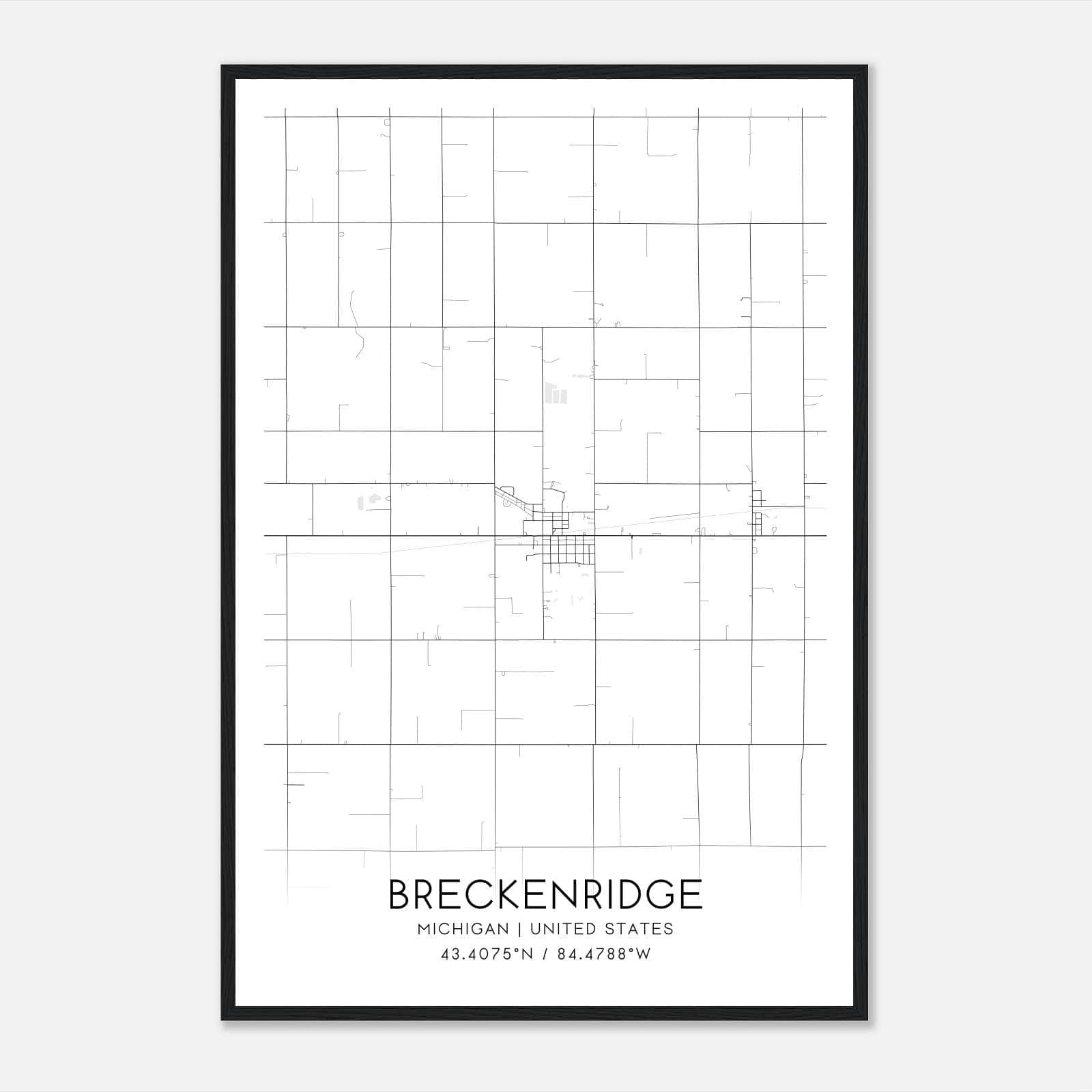 Breckenridge Michigan Map Poster, Modern Home Decor Wall Art Print Breckenridge Michigan Map Poster, Modern Home Decor Wall Art Print
