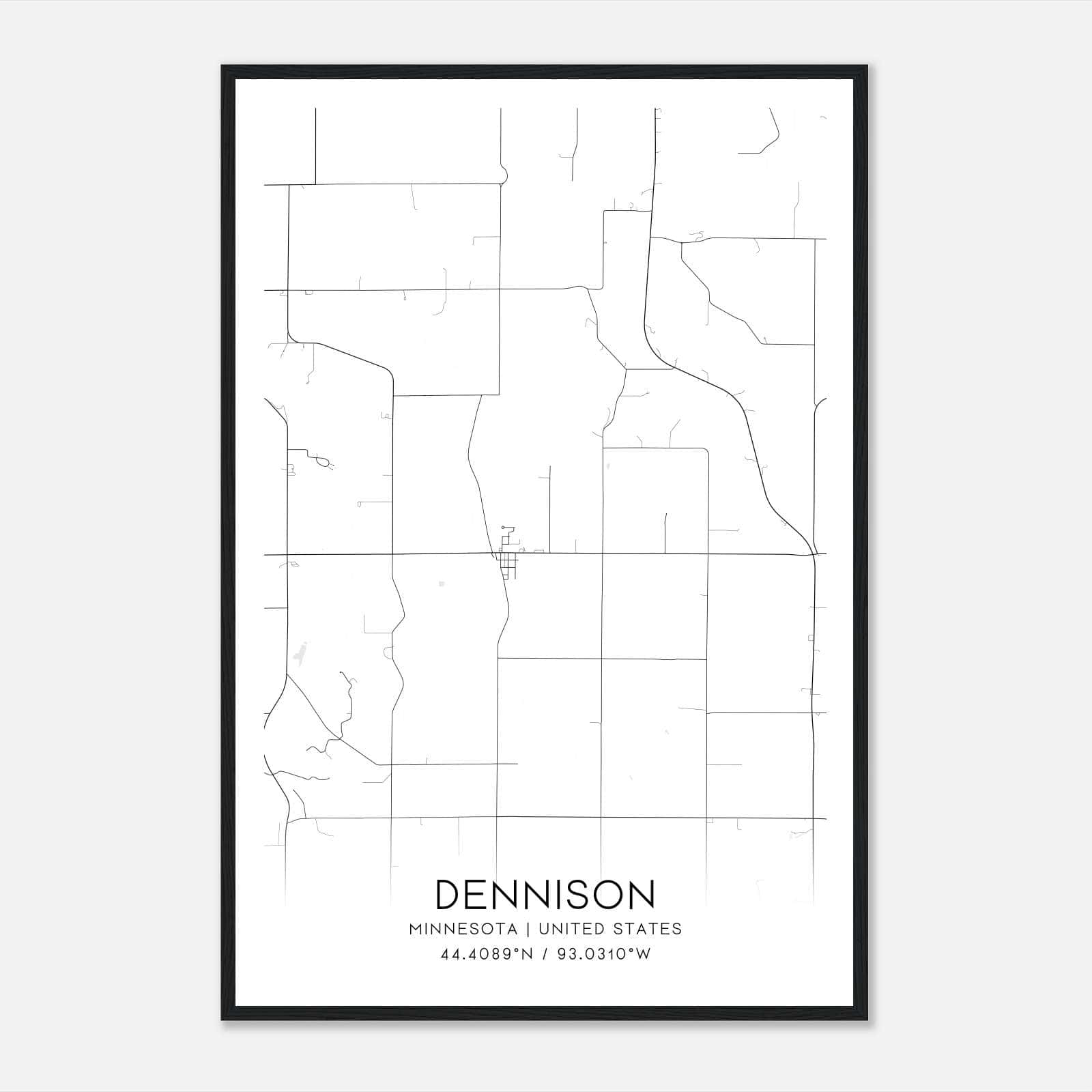 Dennison Minnesota Map Poster, Modern Home Decor Wall Art Print Dennison Minnesota Map Poster, Modern Home Decor Wall Art Print