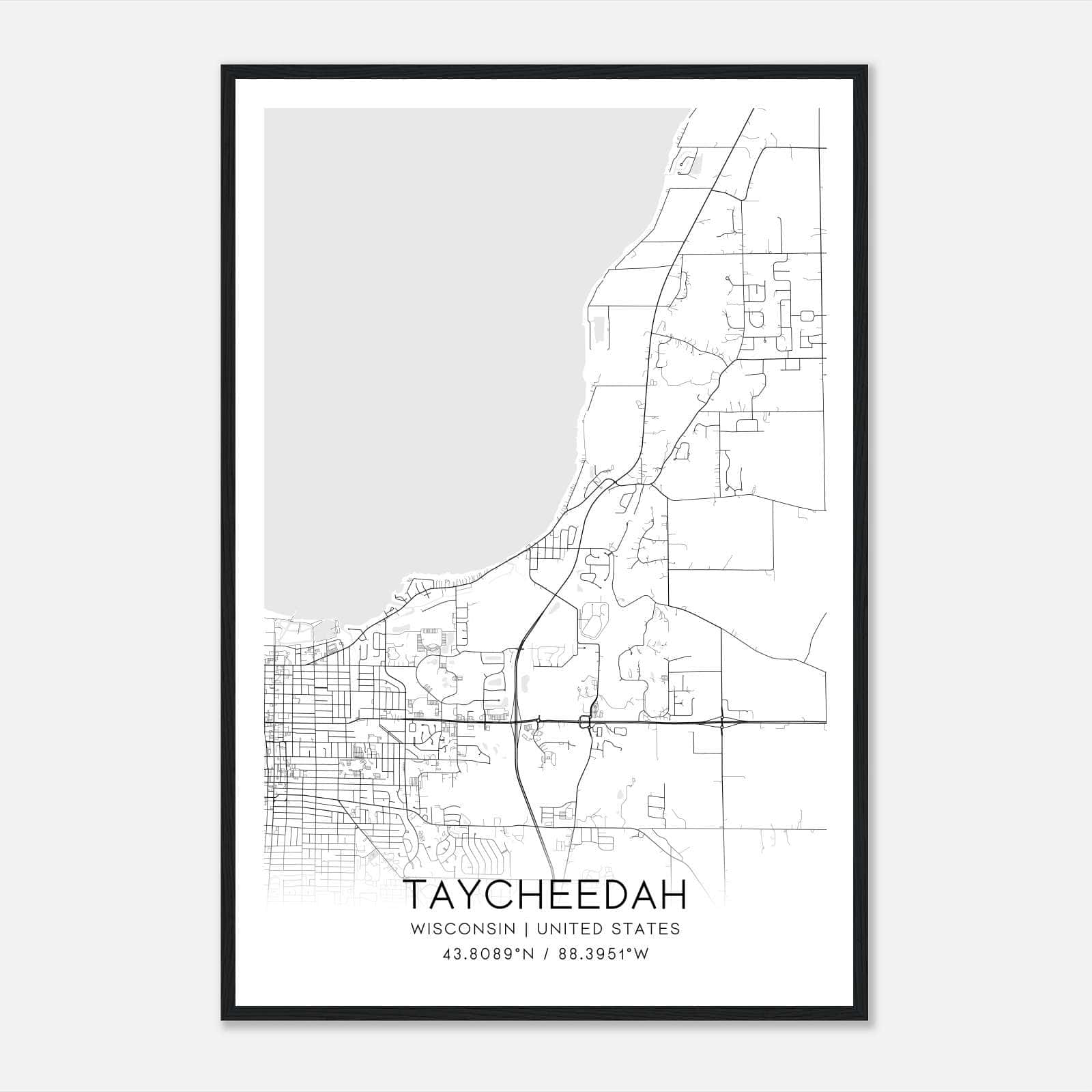 Taycheedah Wisconsin Map Poster, Modern Home Decor Wall Art Print Taycheedah Wisconsin Map Poster, Modern Home Decor Wall Art Print