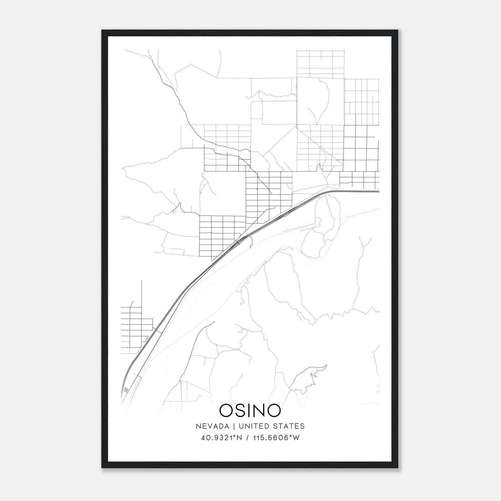 Osino Nevada Map Poster, Modern Home Decor Wall Art Print Osino Nevada Map Poster, Modern Home Decor Wall Art Print