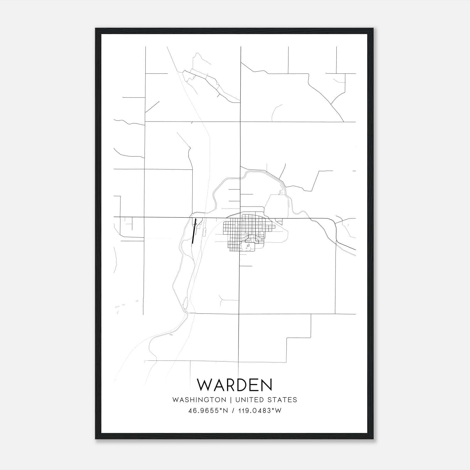 Warden Washington Map Poster, Modern Home Decor Wall Art Print Warden Washington Map Poster, Modern Home Decor Wall Art Print