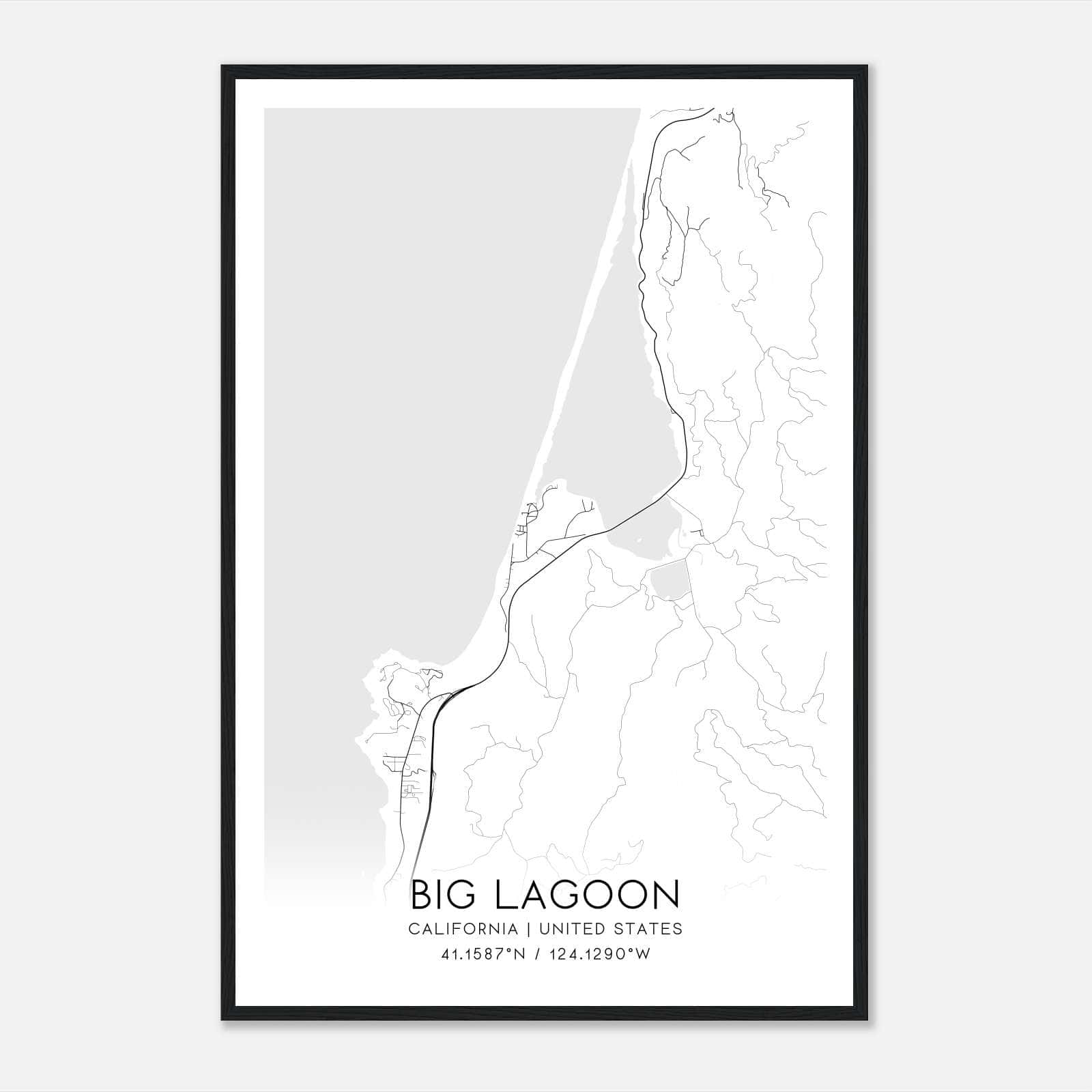 Big Lagoon California Map Poster, Modern Home Decor Wall Art Print Big Lagoon California Map Poster, Modern Home Decor Wall Art Print