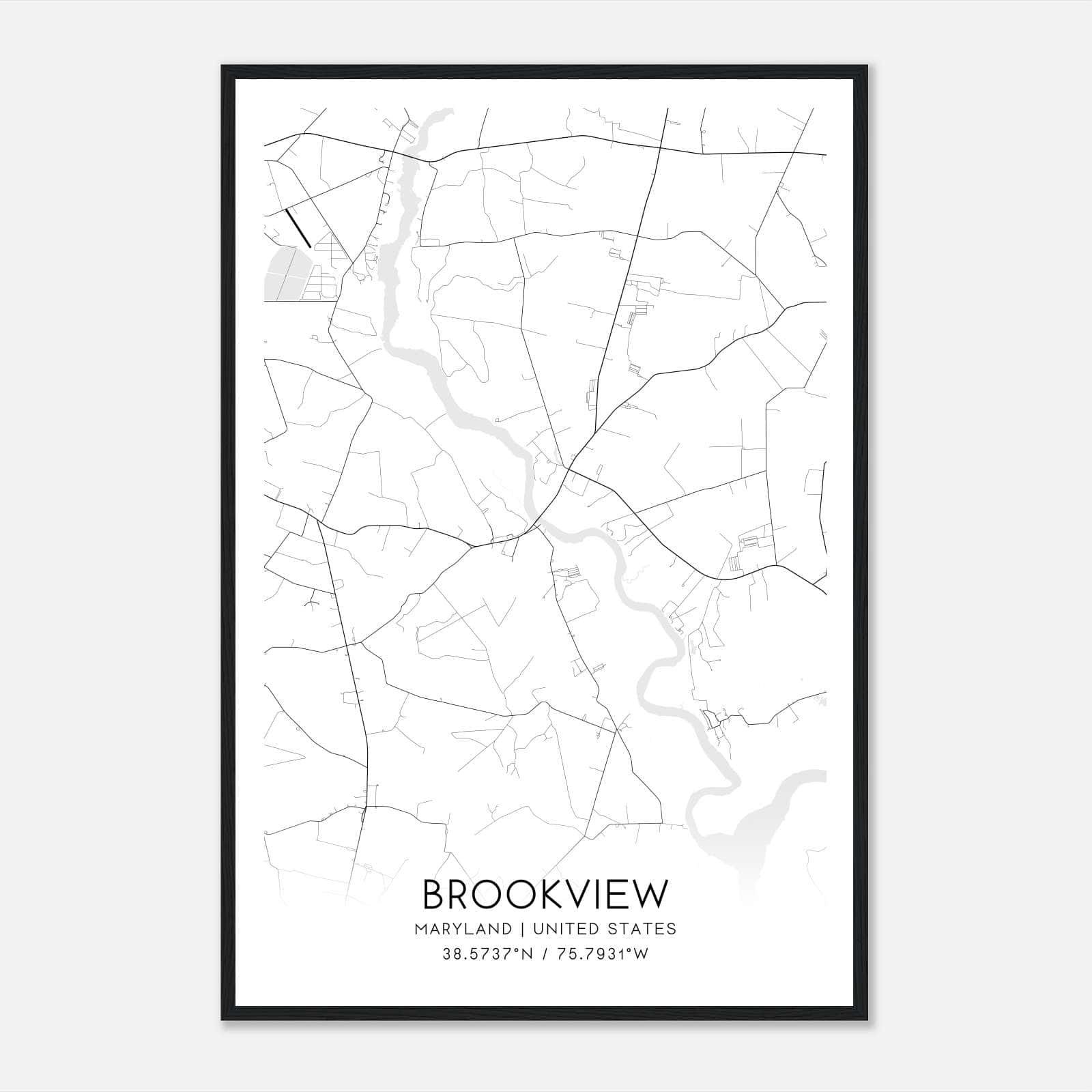 Brookview Maryland Map Poster, Modern Home Decor Wall Art Print Brookview Maryland Map Poster, Modern Home Decor Wall Art Print