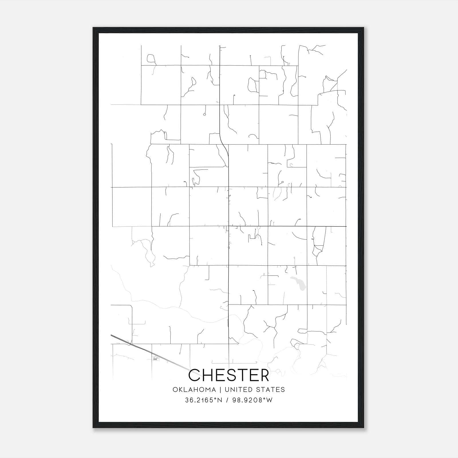 Chester Oklahoma Map Poster, Modern Home Decor Wall Art Print Chester Oklahoma Map Poster, Modern Home Decor Wall Art Print