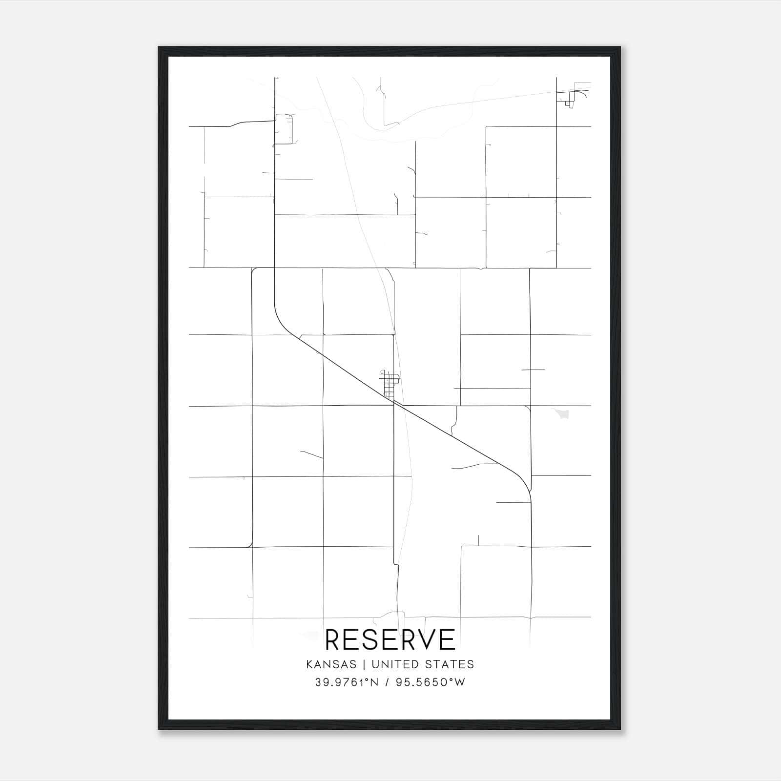 Reserve Kansas Map Poster, Modern Home Decor Wall Art Print Reserve Kansas Map Poster, Modern Home Decor Wall Art Print