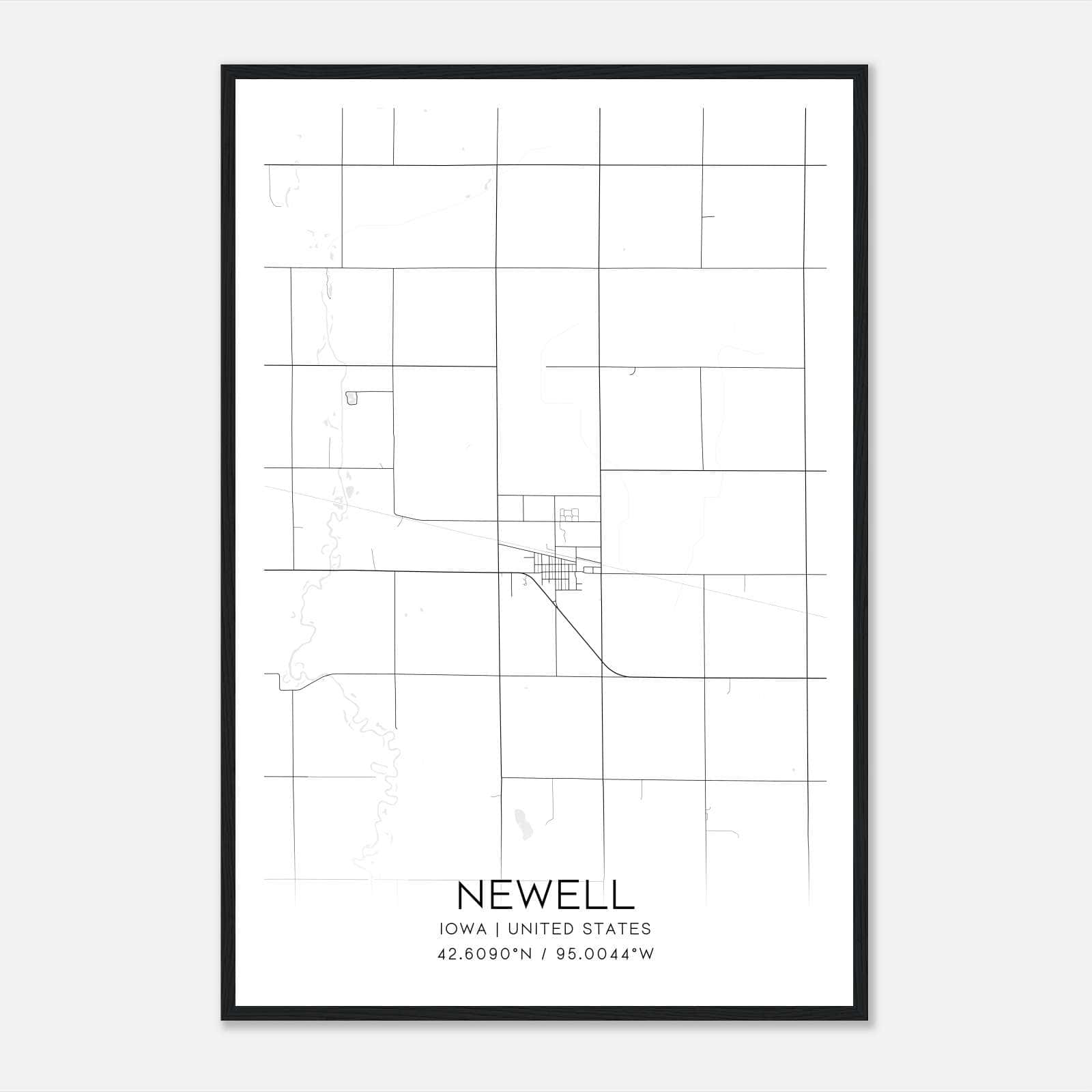 Newell Iowa Map Poster, Modern Home Decor Wall Art Print Newell Iowa Map Poster, Modern Home Decor Wall Art Print
