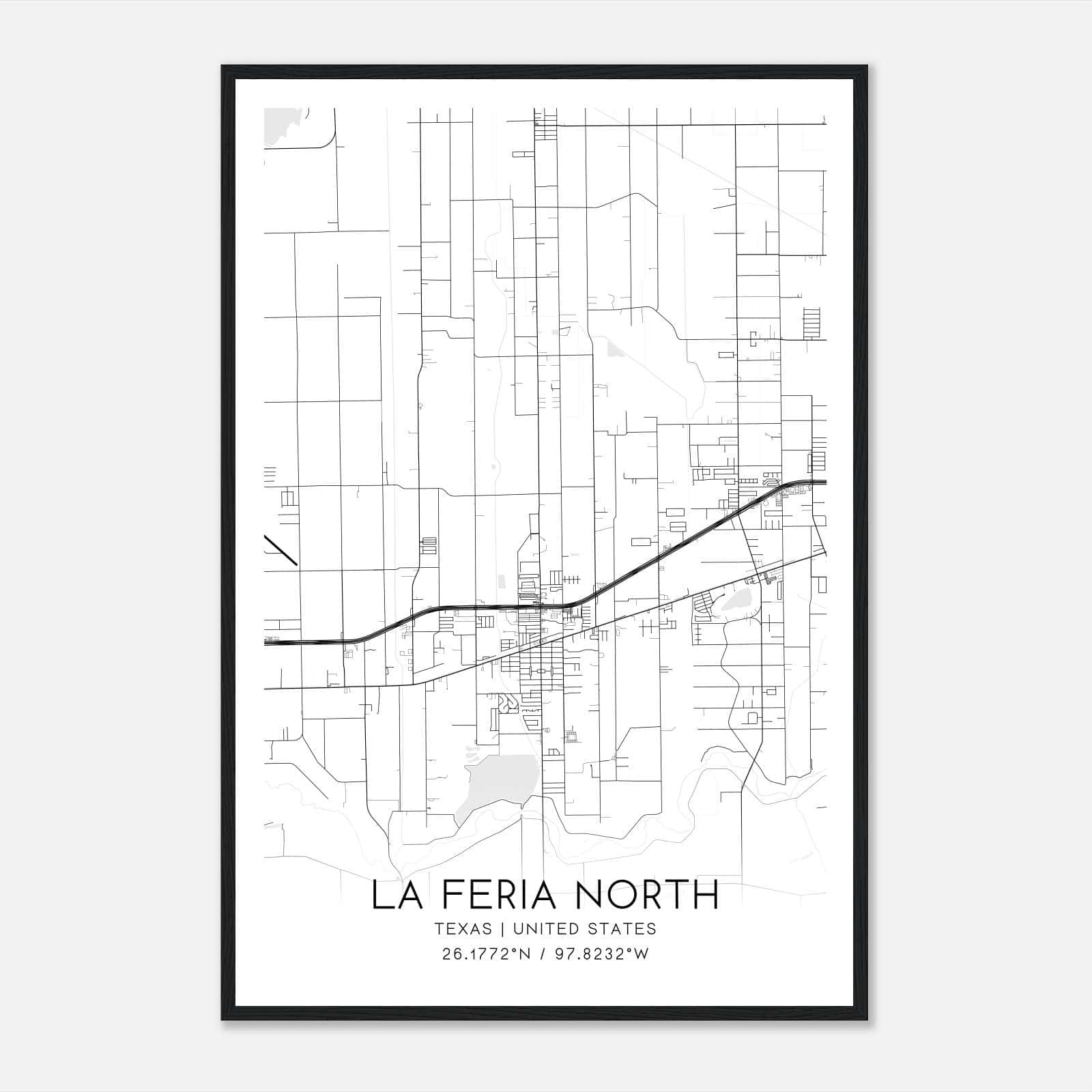 La Feria North Texas Map Poster, Modern Home Decor Wall Art Print La Feria North Texas Map Poster, Modern Home Decor Wall Art Print