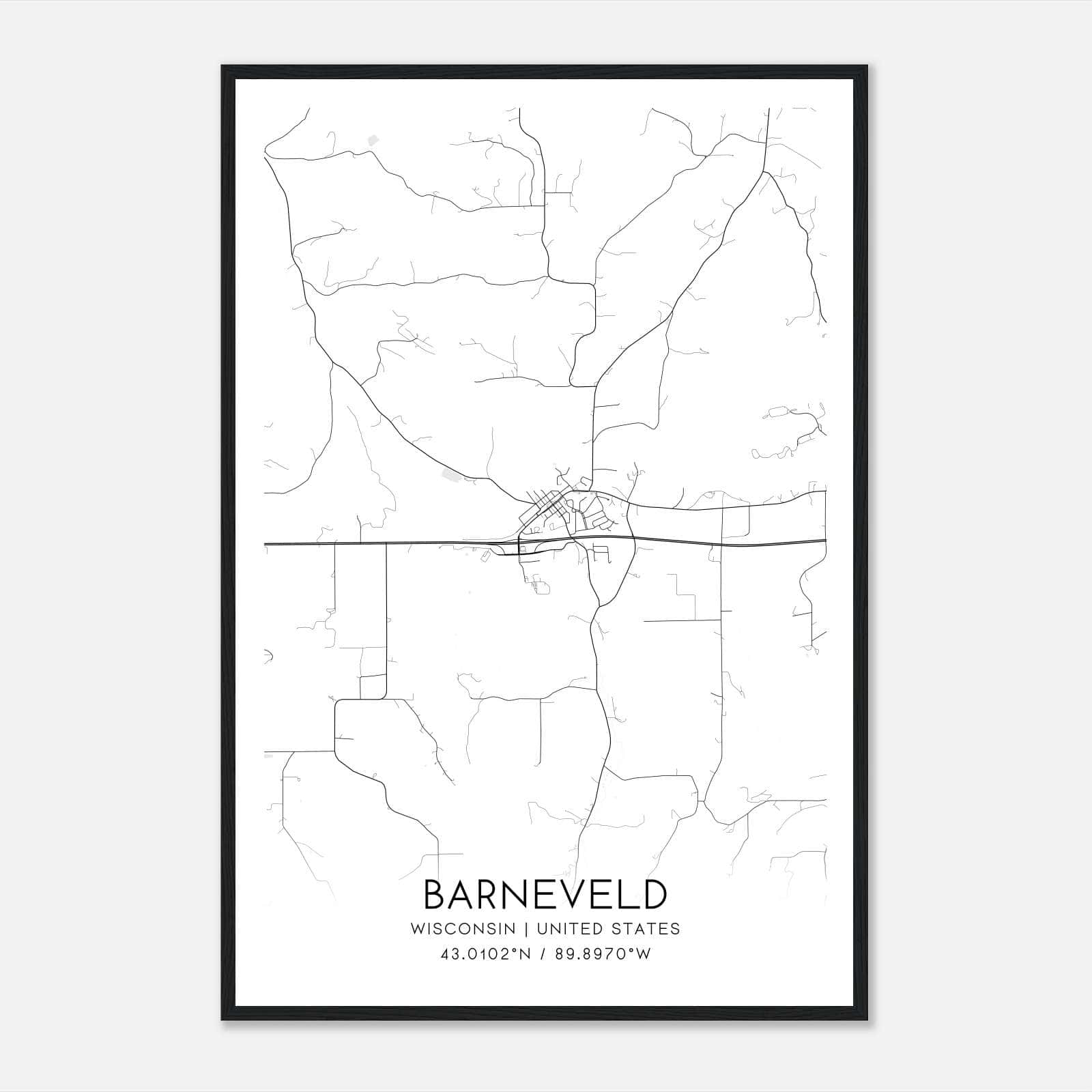Barneveld Wisconsin Map Poster, Modern Home Decor Wall Art Print Barneveld Wisconsin Map Poster, Modern Home Decor Wall Art Print