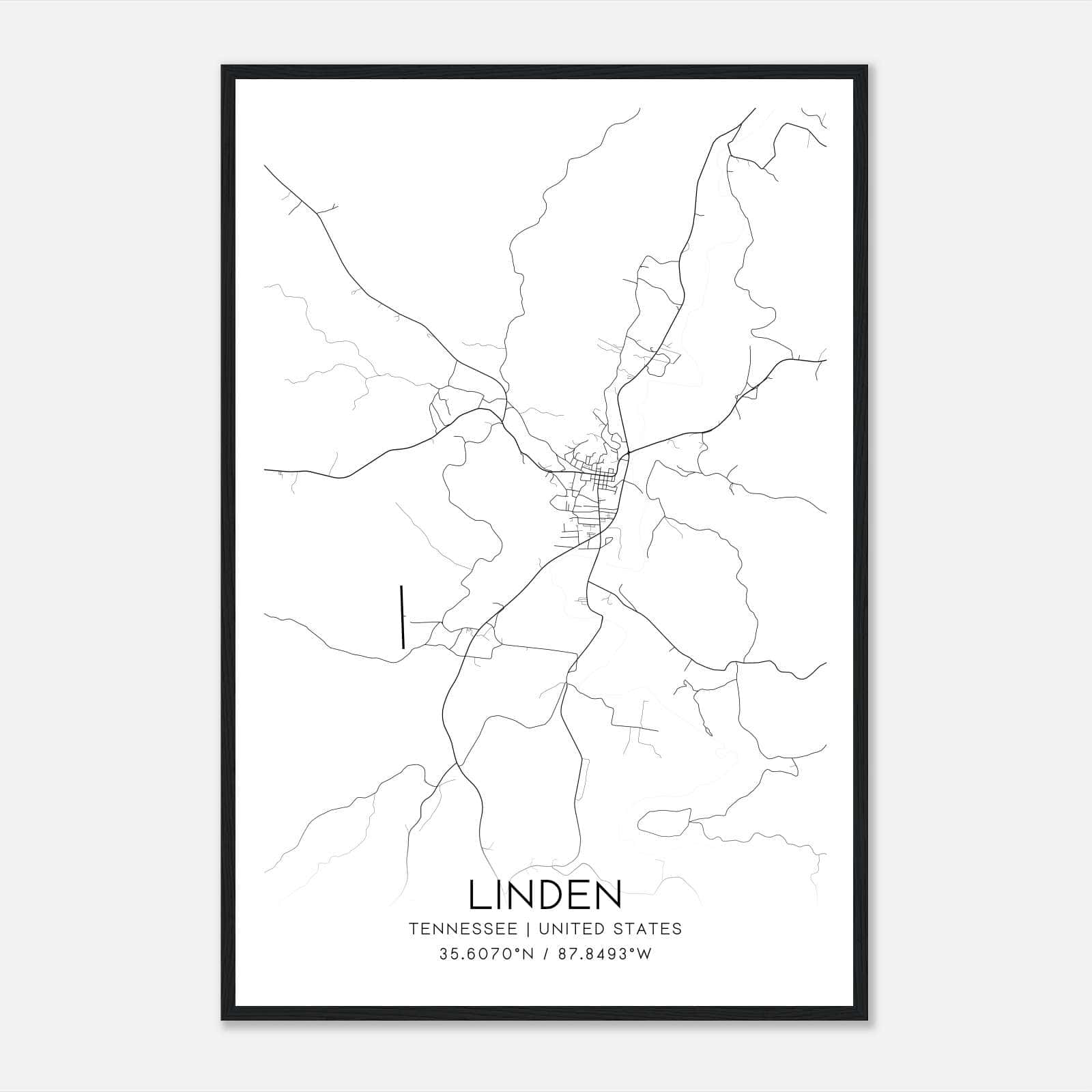 Linden Tennessee Map Poster, Modern Home Decor Wall Art Print Linden Tennessee Map Poster, Modern Home Decor Wall Art Print