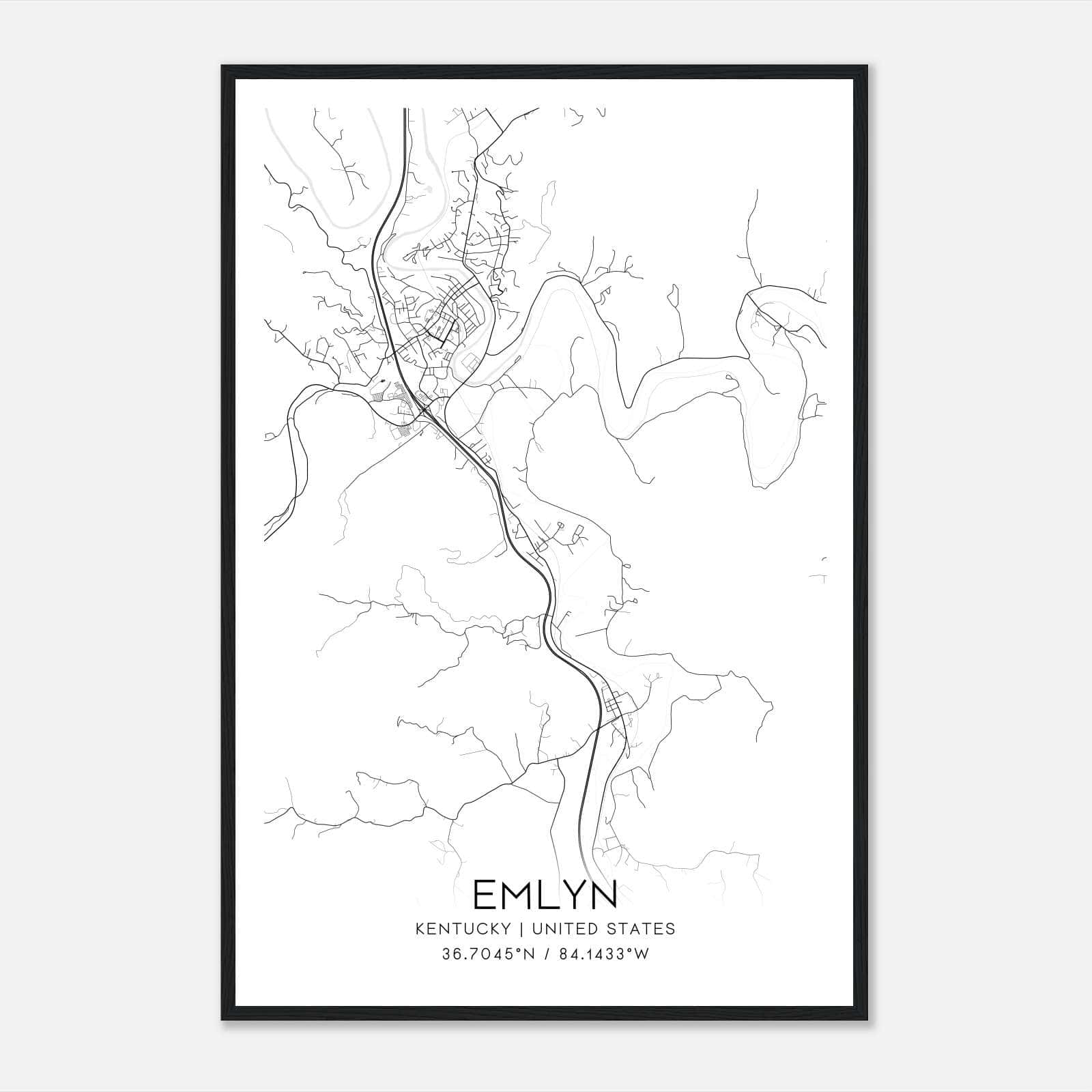 Emlyn Kentucky Map Poster, Modern Home Decor Wall Art Print Emlyn Kentucky Map Poster, Modern Home Decor Wall Art Print