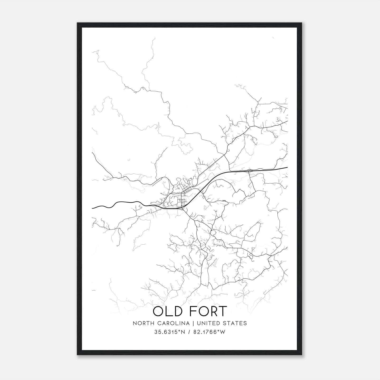 Old Fort North Carolina Map Poster, Modern Home Decor Wall Art Print Old Fort North Carolina Map Poster, Modern Home Decor Wall Art Print