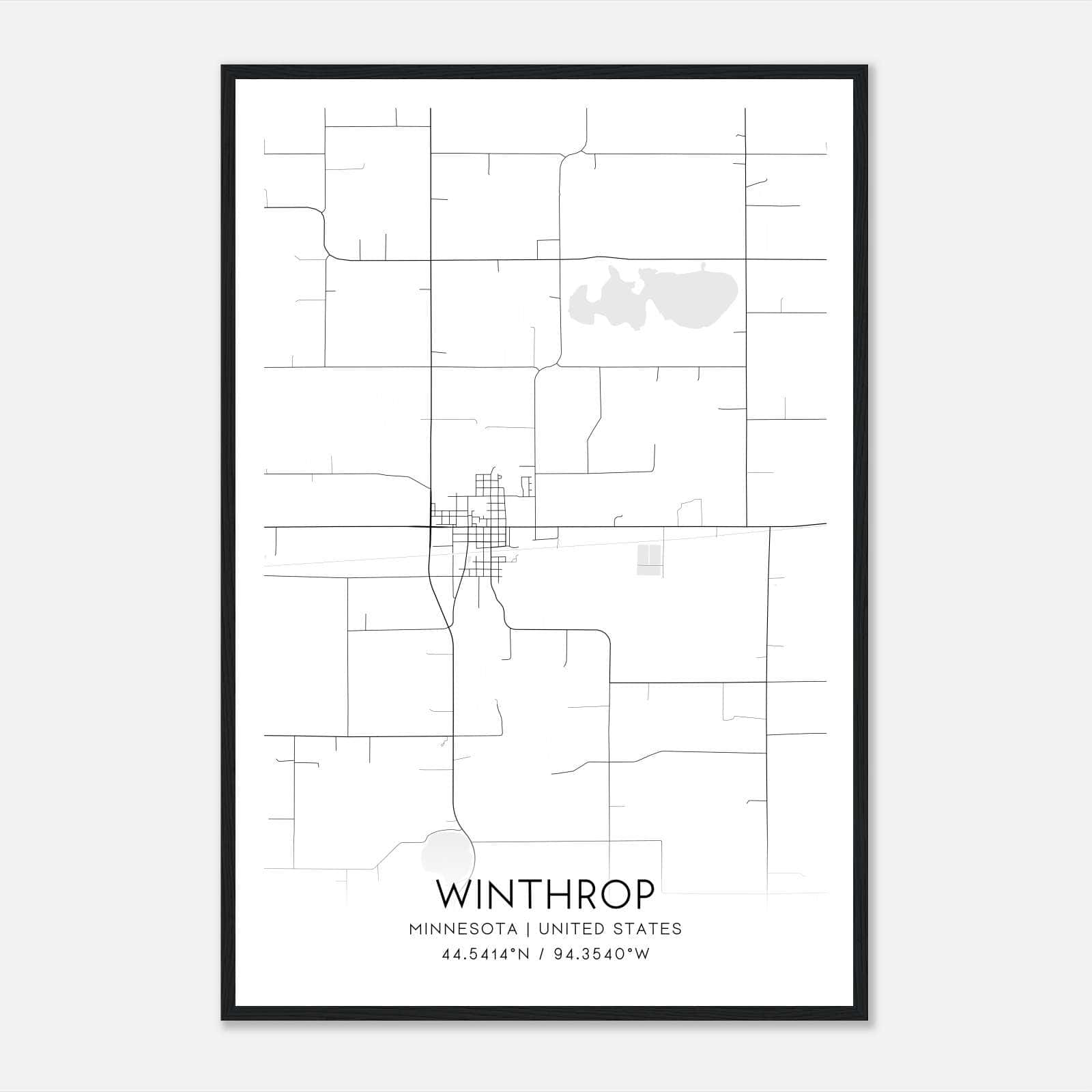 Winthrop Minnesota Map Poster, Modern Home Decor Wall Art Print Winthrop Minnesota Map Poster, Modern Home Decor Wall Art Print