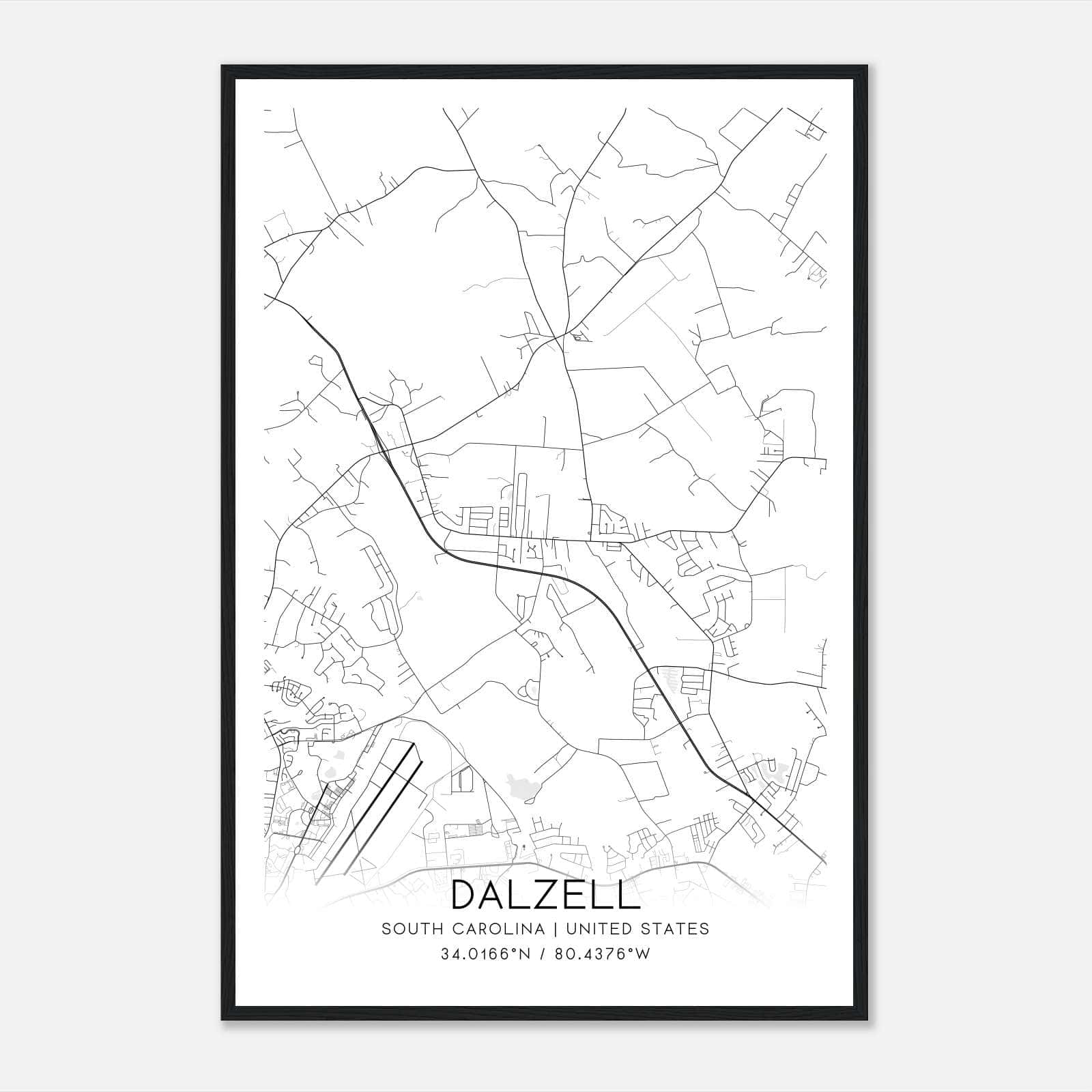Dalzell South Carolina Map Poster, Modern Home Decor Wall Art Print Dalzell South Carolina Map Poster, Modern Home Decor Wall Art Print
