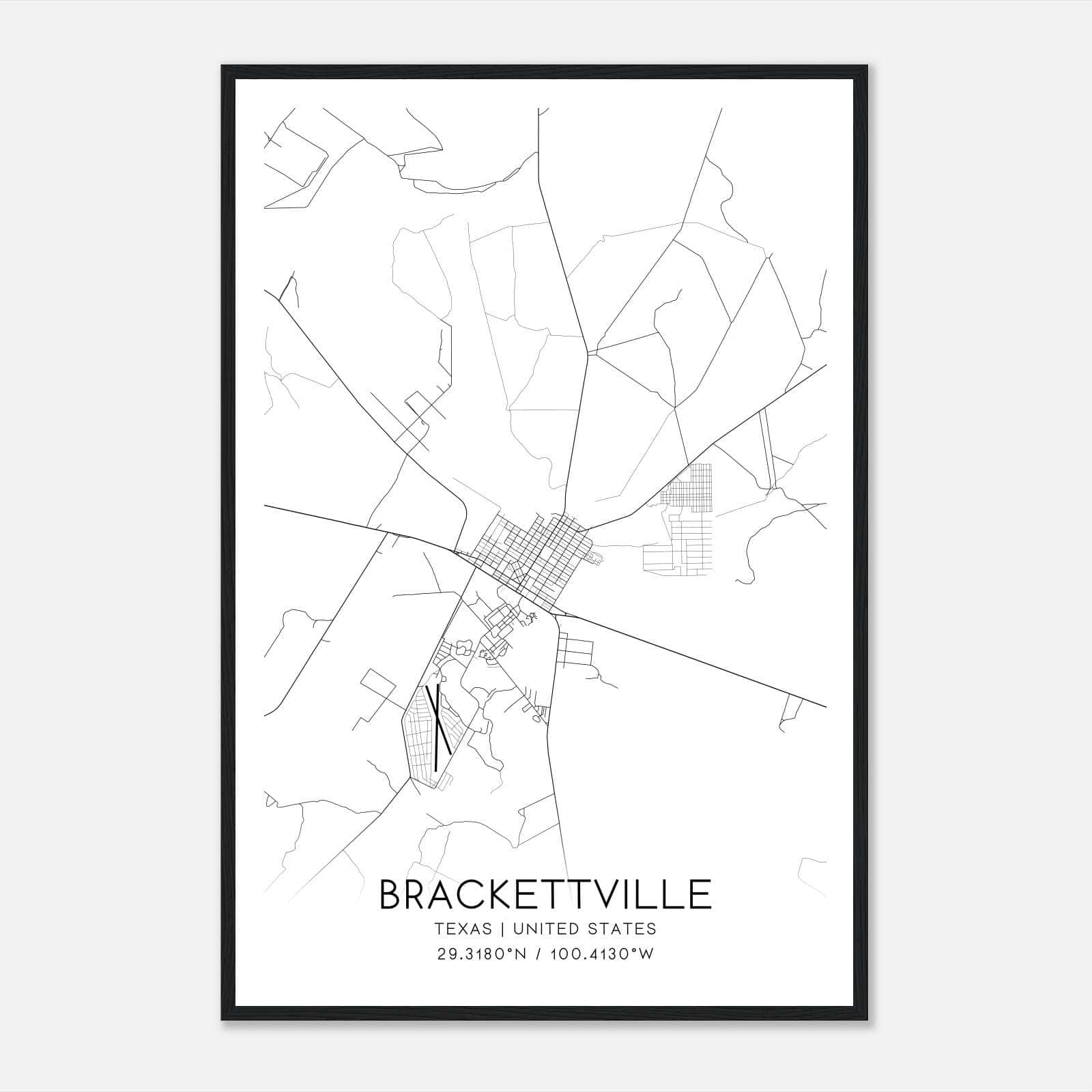 Brackettville Texas Map Poster, Modern Home Decor Wall Art Print Brackettville Texas Map Poster, Modern Home Decor Wall Art Print