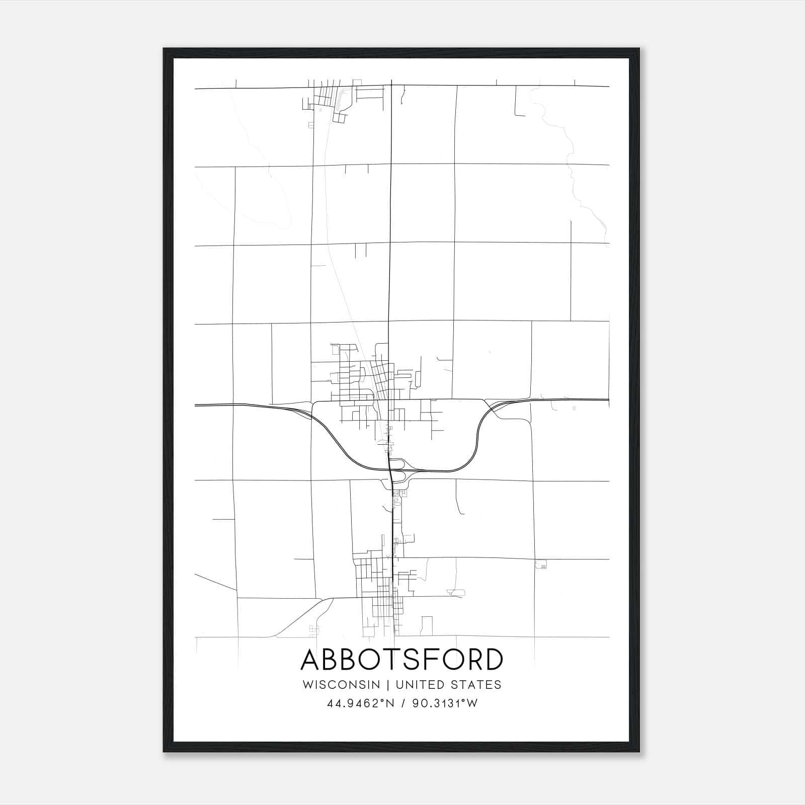 Abbotsford Wisconsin Map Poster, Modern Home Decor Wall Art Print