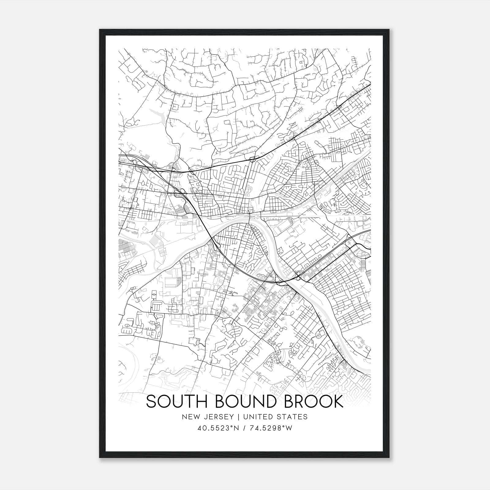 South Bound Brook New Jersey Map Poster, Modern Home Decor Wall Art Print South Bound Brook New Jersey Map Poster, Modern Home Decor Wall Art Print