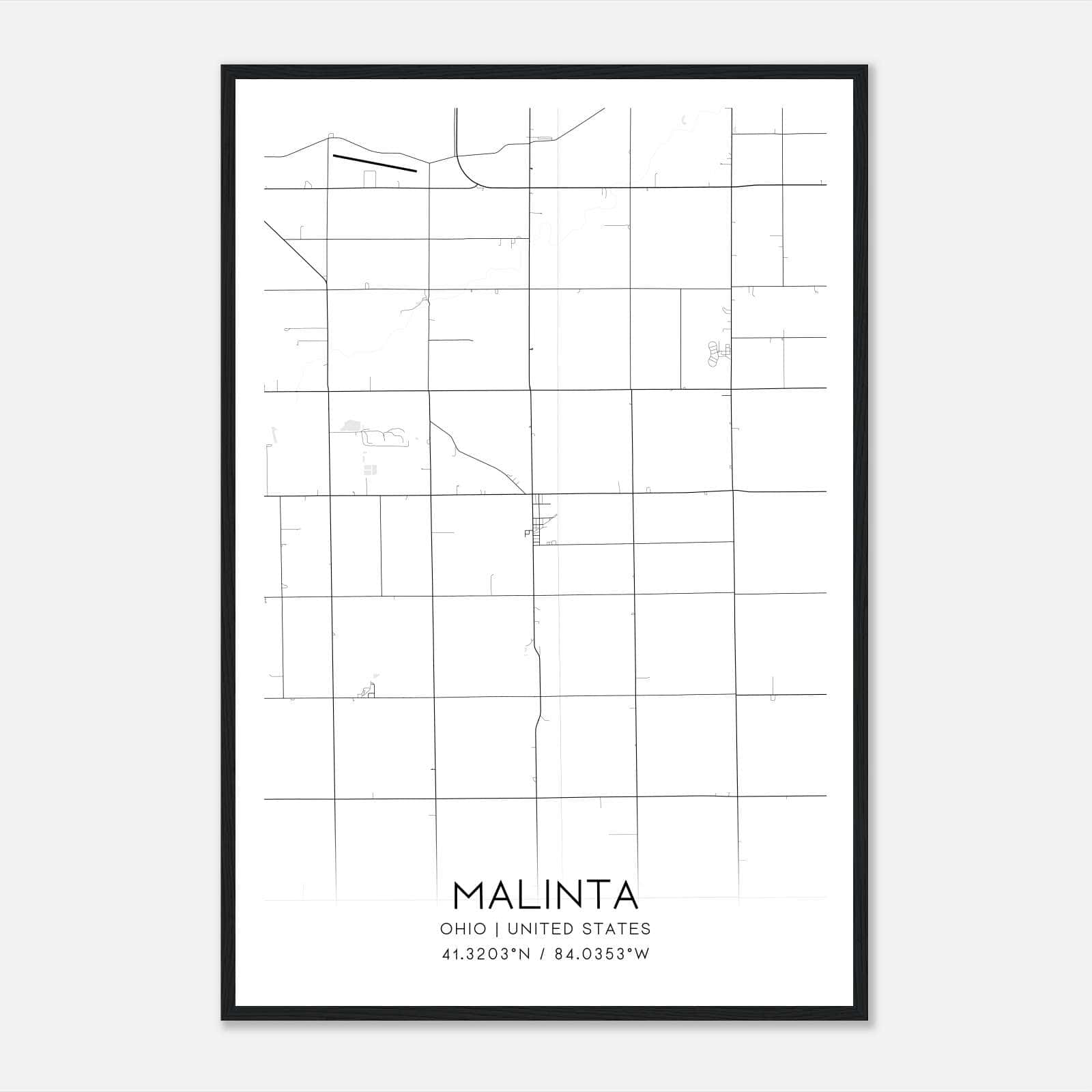 Malinta Ohio Map Poster, Modern Home Decor Wall Art Print Malinta Ohio Map Poster, Modern Home Decor Wall Art Print