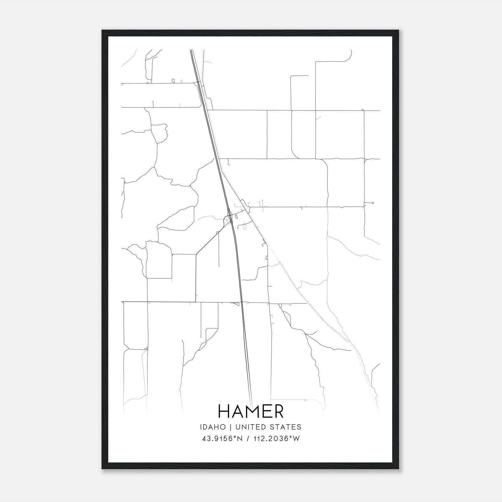Hamer Idaho Map Poster, Modern Home Decor Wall Art Print Hamer Idaho Map Poster, Modern Home Decor Wall Art Print