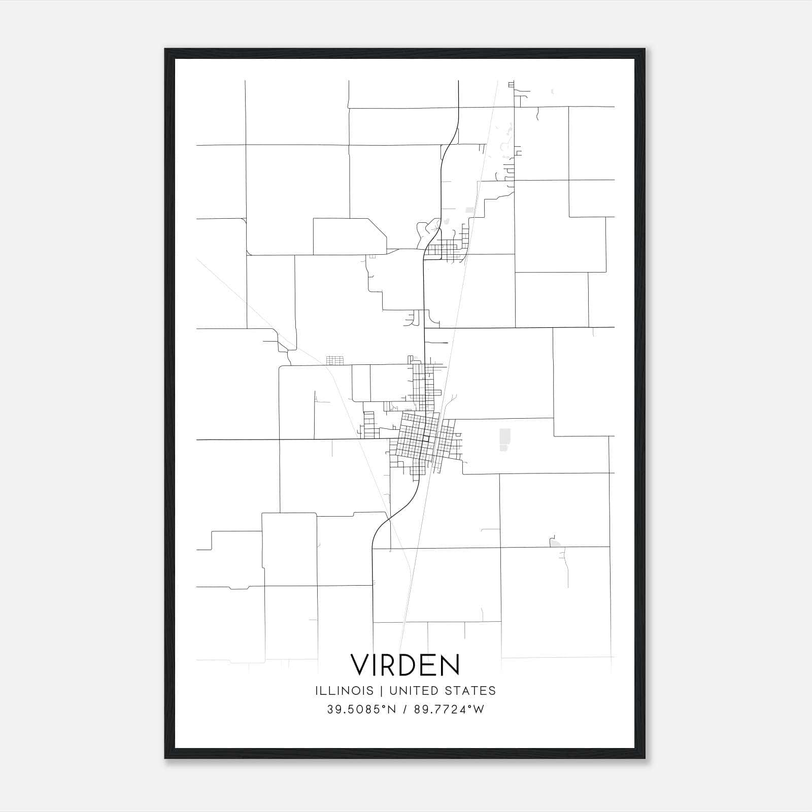 Virden Illinois Map Poster, Modern Home Decor Wall Art Print Virden Illinois Map Poster, Modern Home Decor Wall Art Print