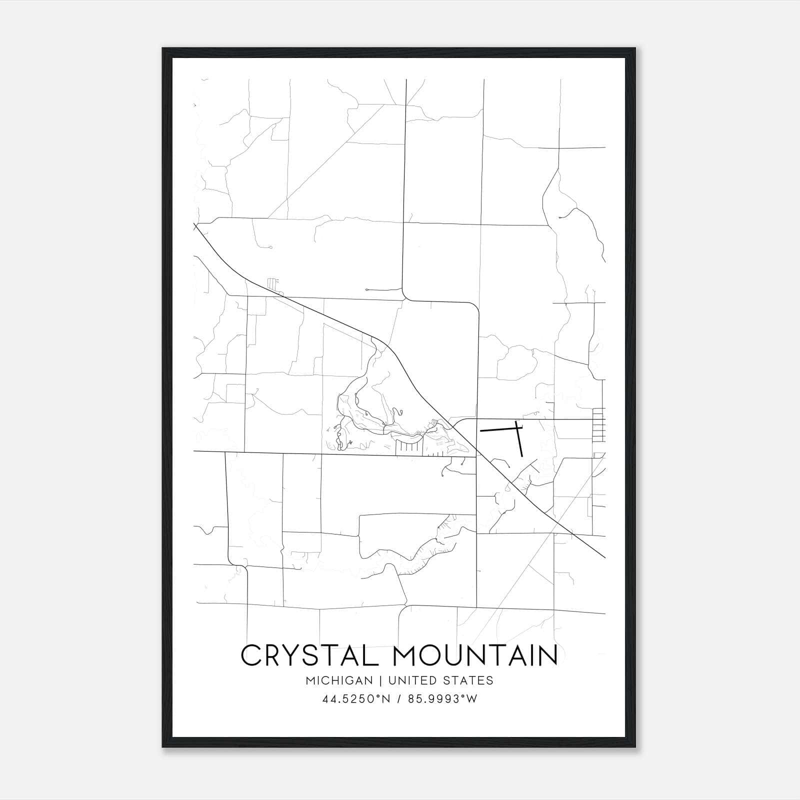 Crystal Mountain Michigan Map Poster, Modern Home Decor Wall Art Print Crystal Mountain Michigan Map Poster, Modern Home Decor Wall Art Print