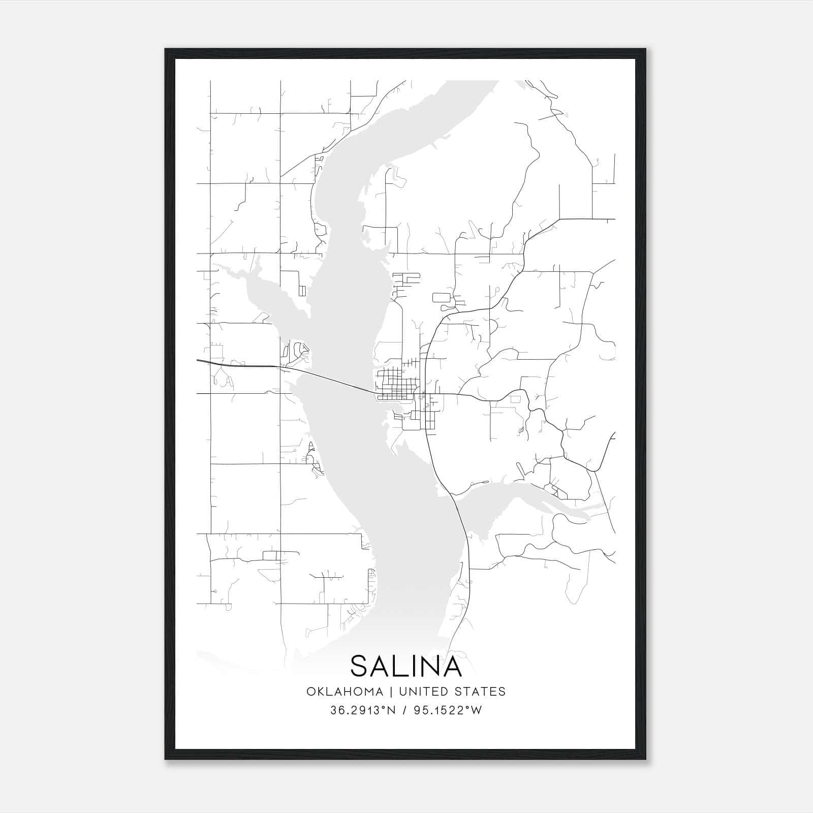 Salina Oklahoma Map Poster, Modern Home Decor Wall Art Print Salina Oklahoma Map Poster, Modern Home Decor Wall Art Print