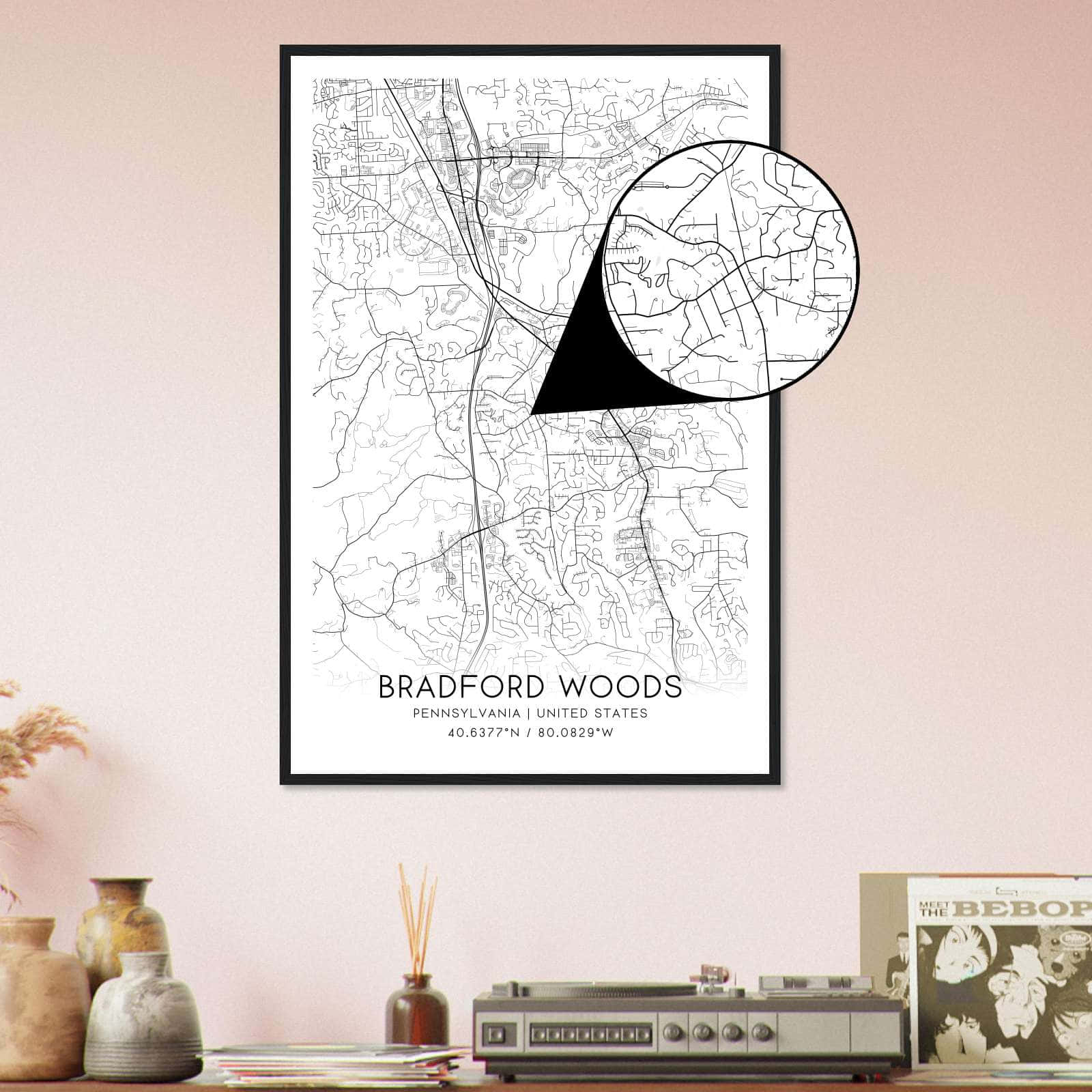 Deerfield Kansas Map Poster, Modern Home Decor Wall Art Print (Copy)
