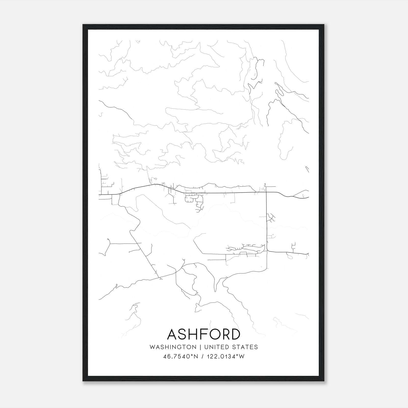 Ashford Washington Map Poster, Modern Home Decor Wall Art Print Ashford Washington Map Poster, Modern Home Decor Wall Art Print