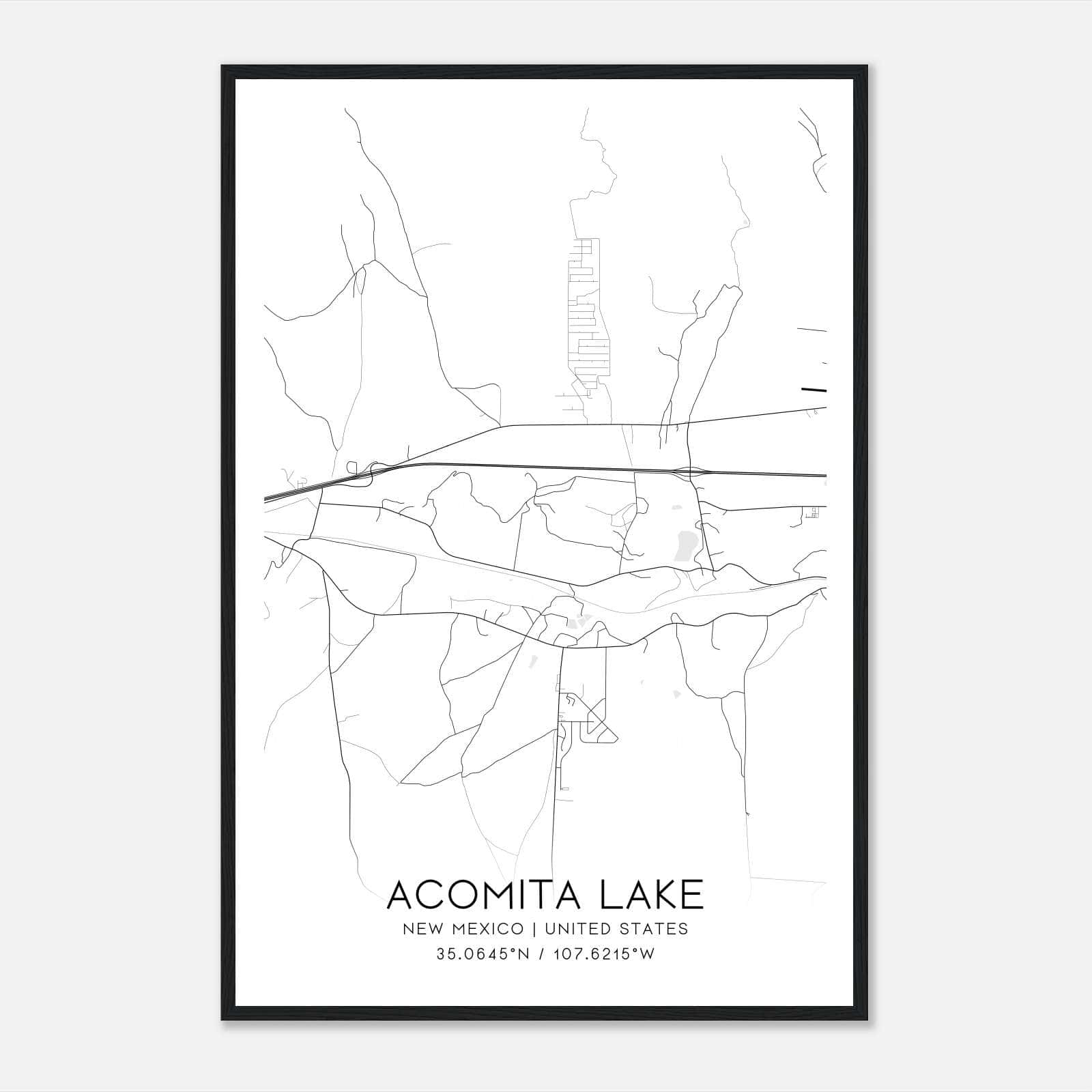 Acomita Lake New Mexico Map Poster, Modern Home Decor Wall Art Print