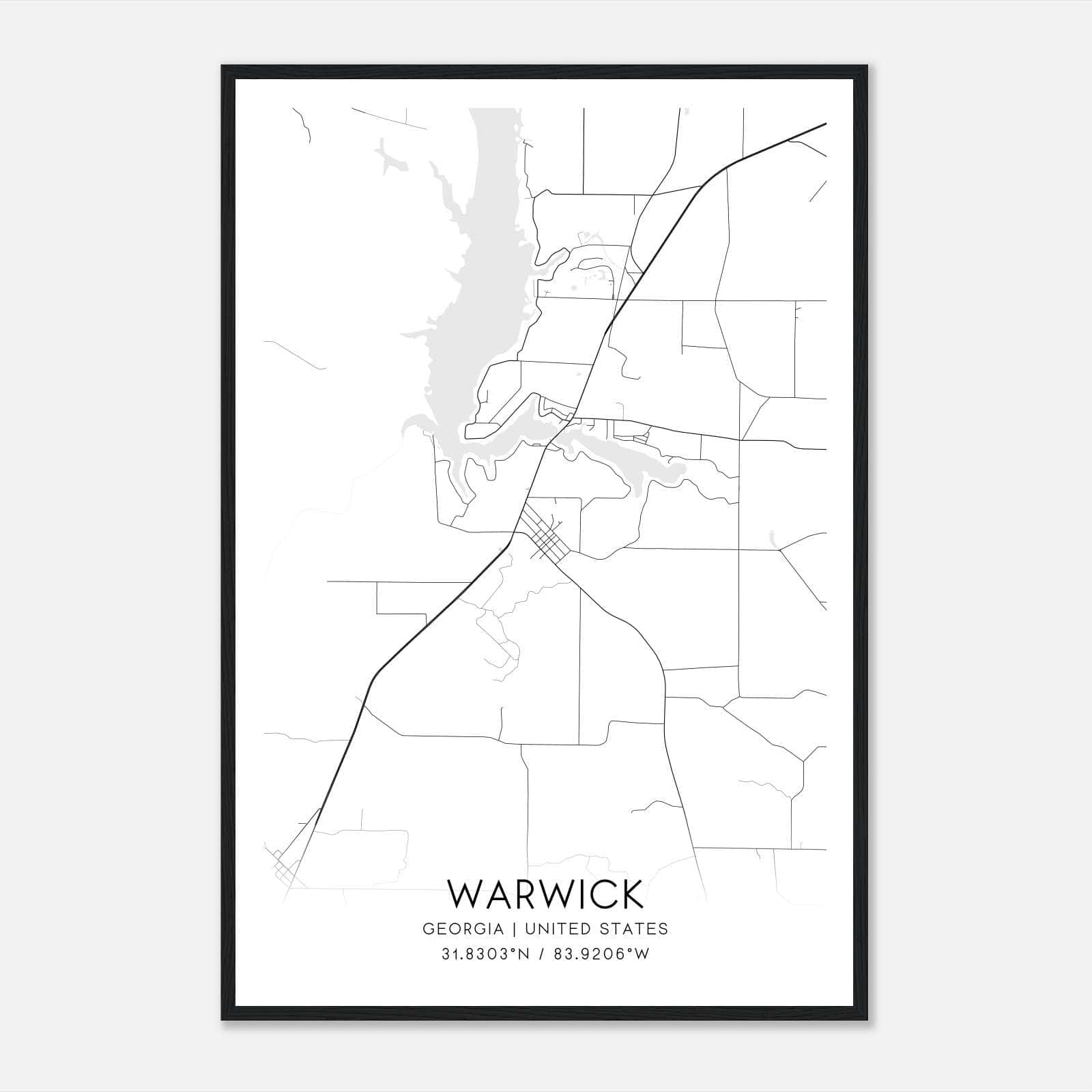 Warwick Georgia Map Poster, Modern Home Decor Wall Art Print Warwick Georgia Map Poster, Modern Home Decor Wall Art Print