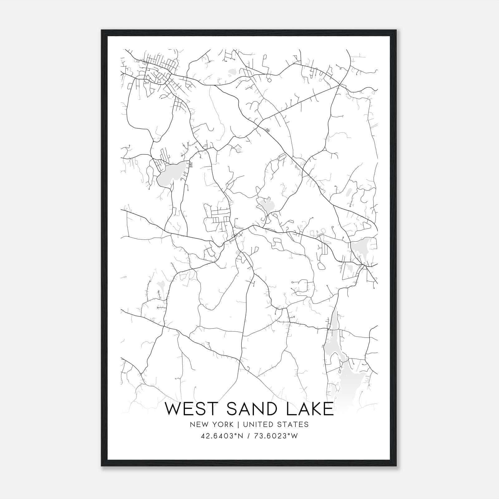West Sand Lake New York Map Poster, Modern Home Decor Wall Art Print West Sand Lake New York Map Poster, Modern Home Decor Wall Art Print
