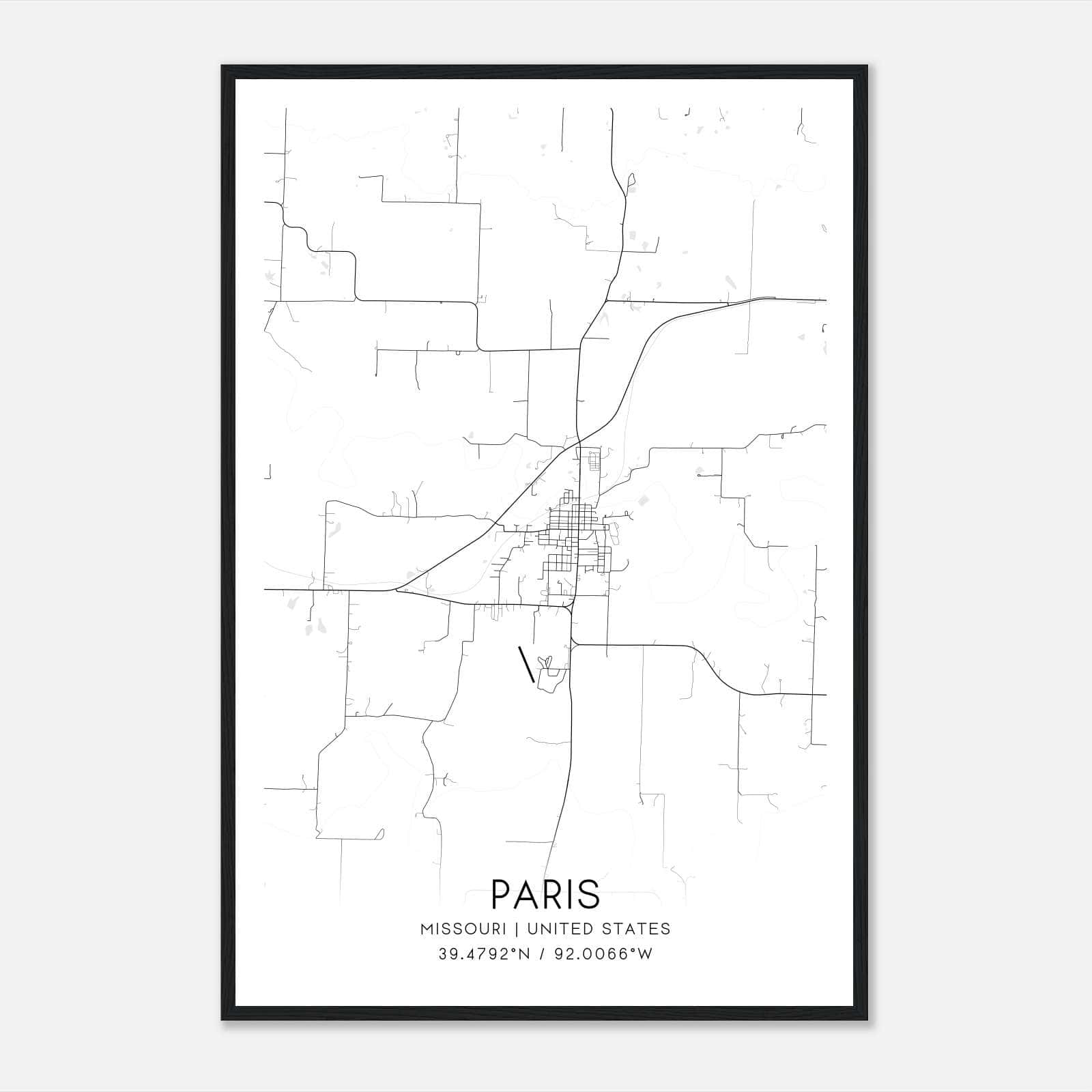 Paris Missouri Map Poster, Modern Home Decor Wall Art Print Paris Missouri Map Poster, Modern Home Decor Wall Art Print