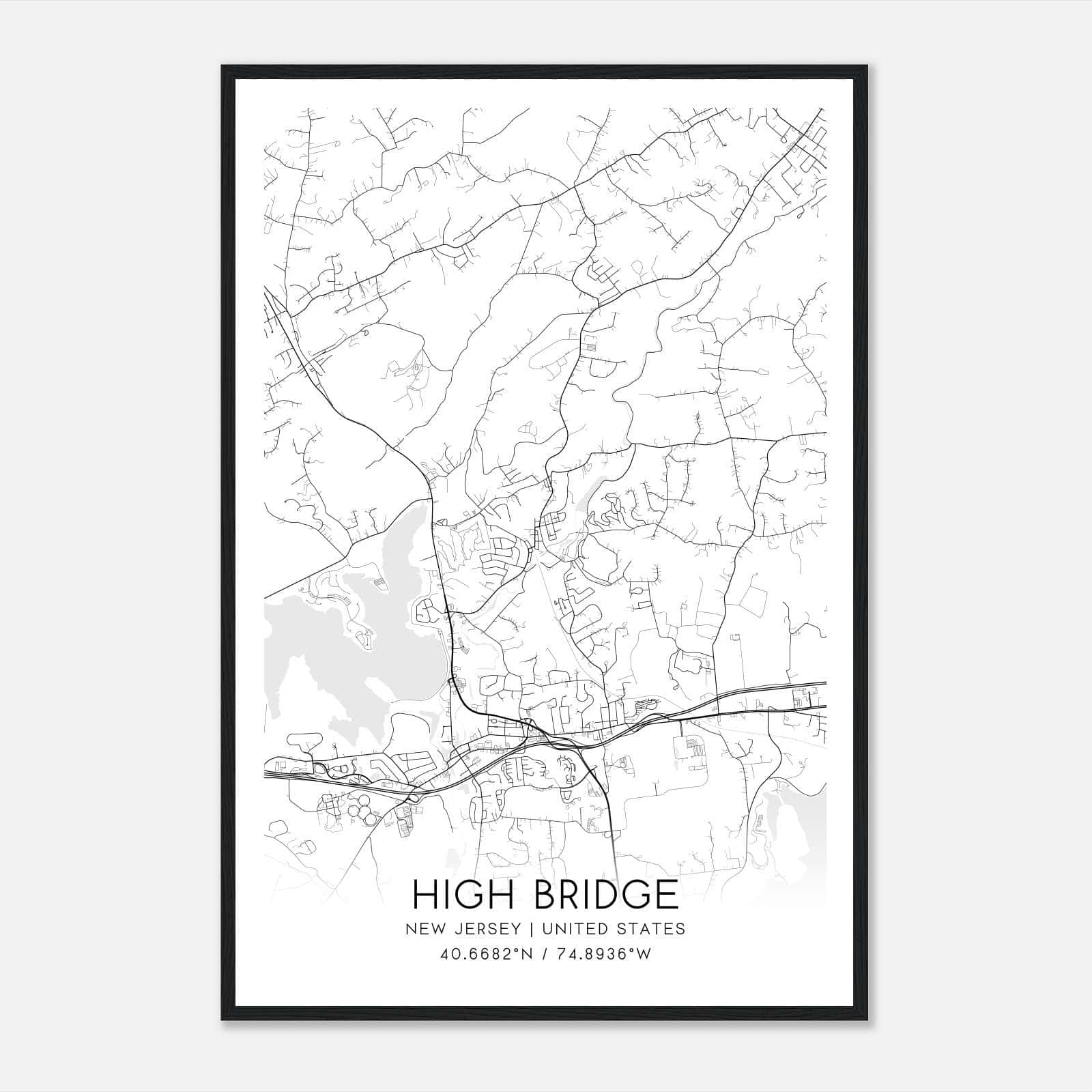 High Bridge New Jersey Map Poster, Modern Home Decor Wall Art Print High Bridge New Jersey Map Poster, Modern Home Decor Wall Art Print