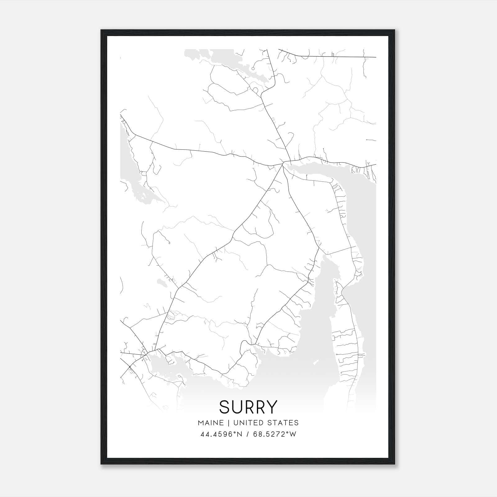 Surry Maine Map Poster, Modern Home Decor Wall Art Print Surry Maine Map Poster, Modern Home Decor Wall Art Print