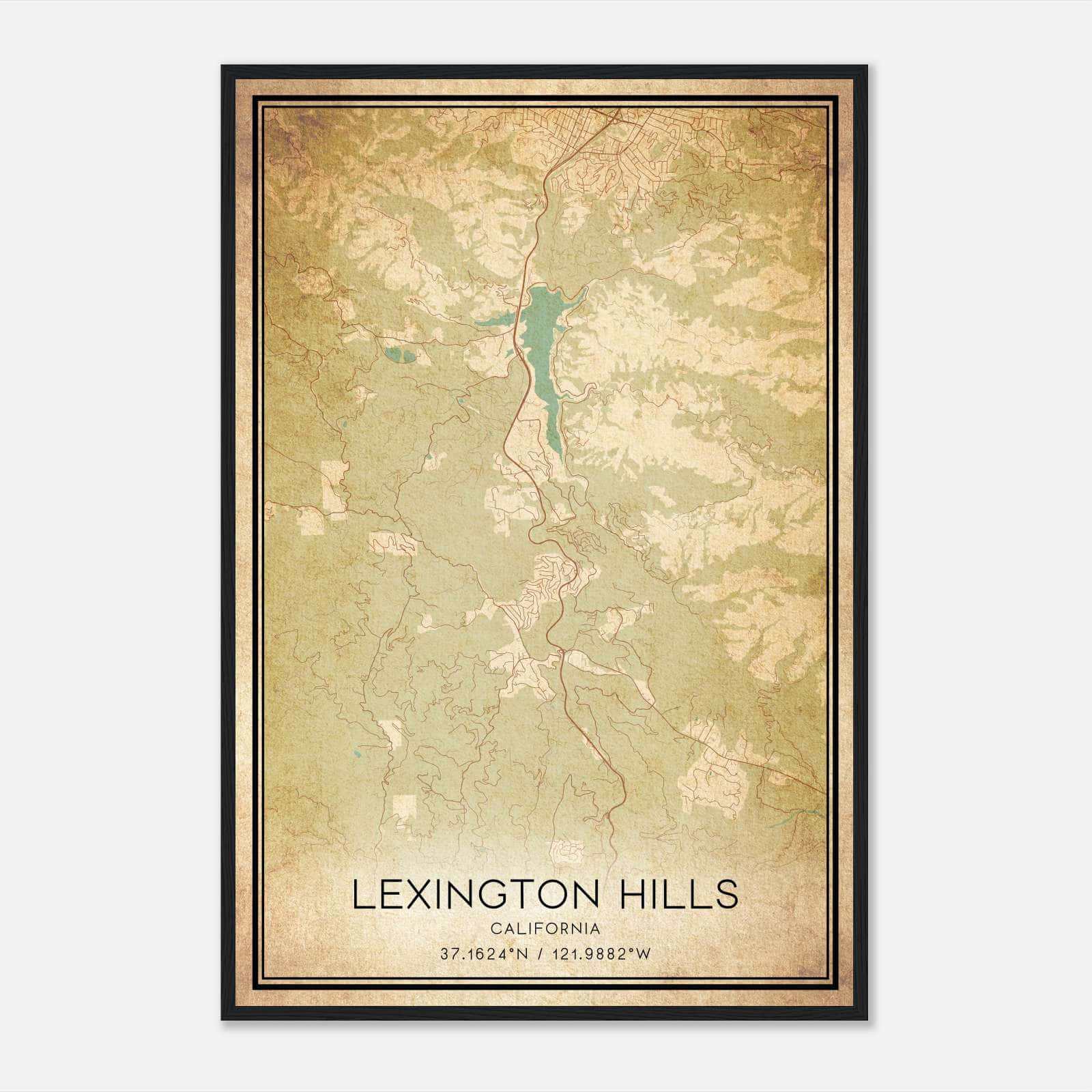 Vintage Lexington Hills California Map Poster, Lexington Hills CA City Road Wall Art Print Vintage Lexington Hills California Map Poster, Lexington Hills CA City Road Wall Art Print