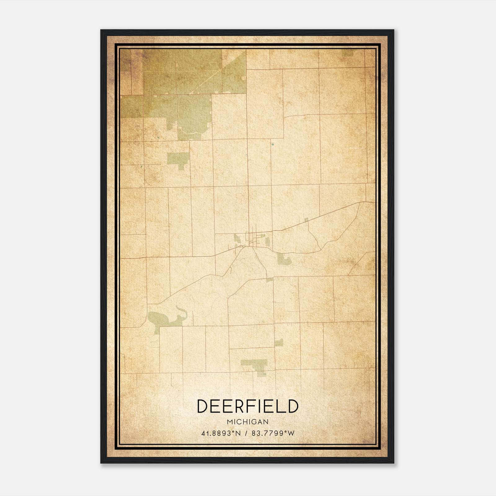 Vintage Deerfield Michigan Map Poster, Deerfield MI City Road Wall Art Print Vintage Deerfield Michigan Map Poster, Deerfield MI City Road Wall Art Print