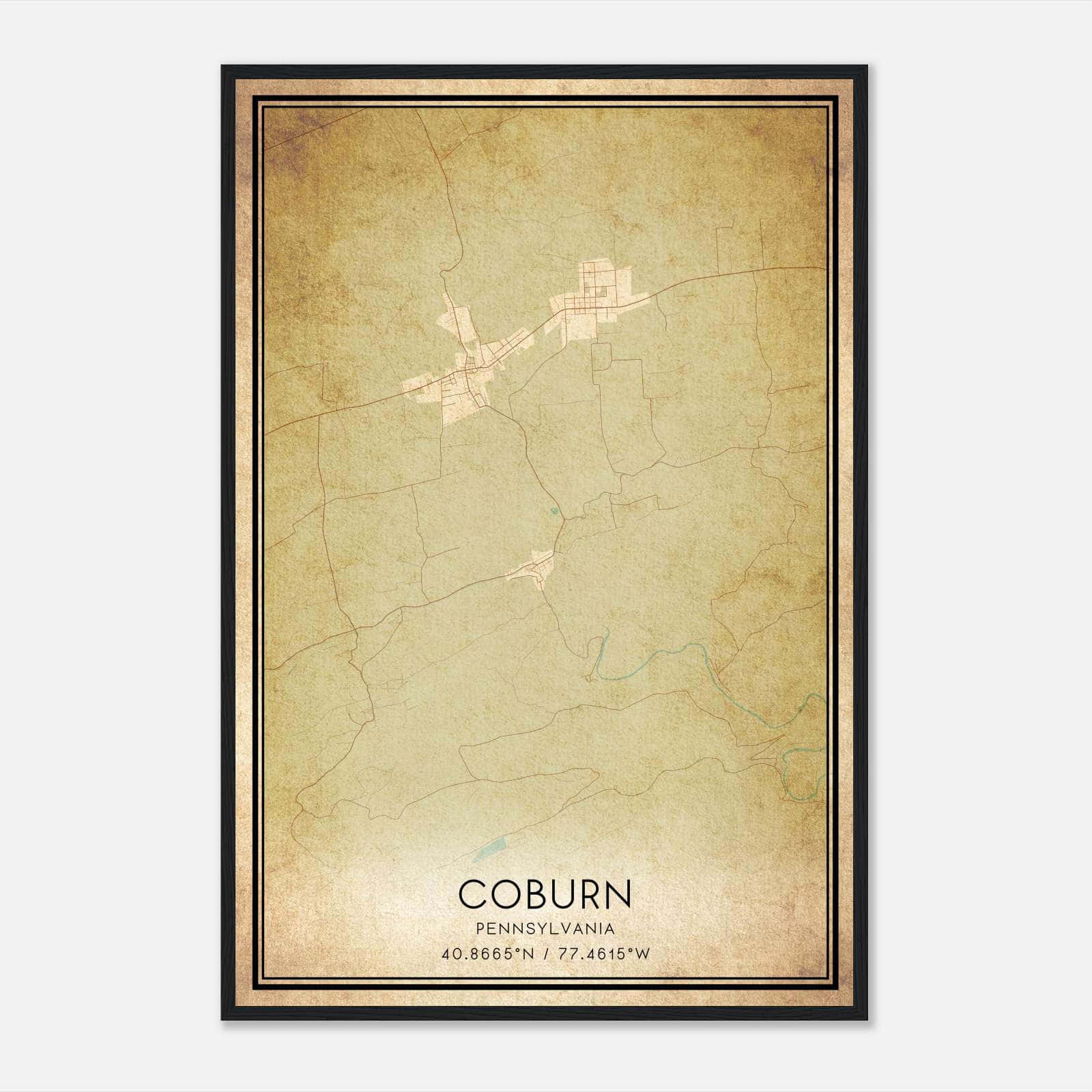 Vintage Coburn Pennsylvania Map Poster, Coburn PA City Road Wall Art Print Vintage Coburn Pennsylvania Map Poster, Coburn PA City Road Wall Art Print