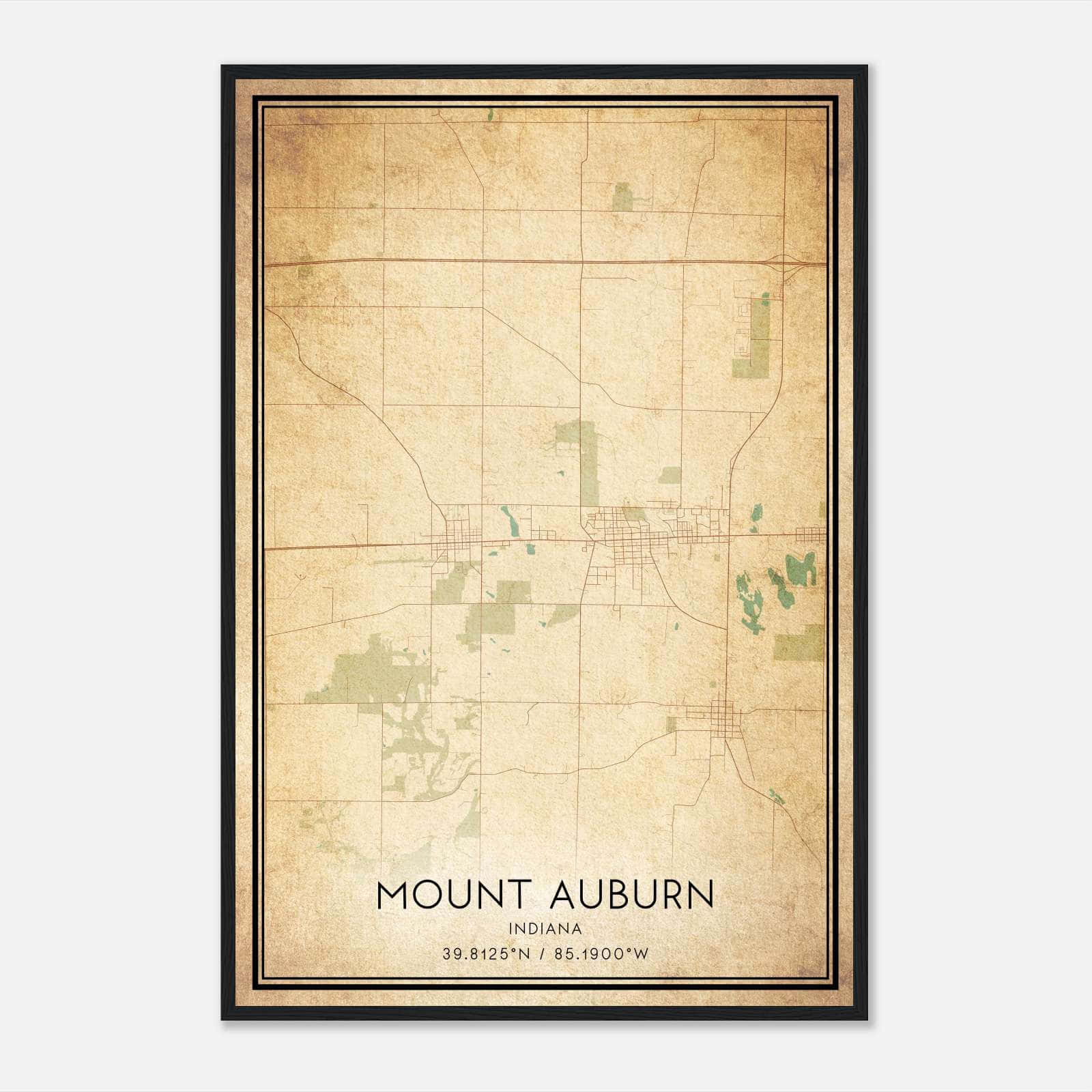 Vintage Mount Auburn Indiana Map Poster, Mount Auburn IN City Road Wall Art Print Vintage Mount Auburn Indiana Map Poster, Mount Auburn IN City Road Wall Art Print