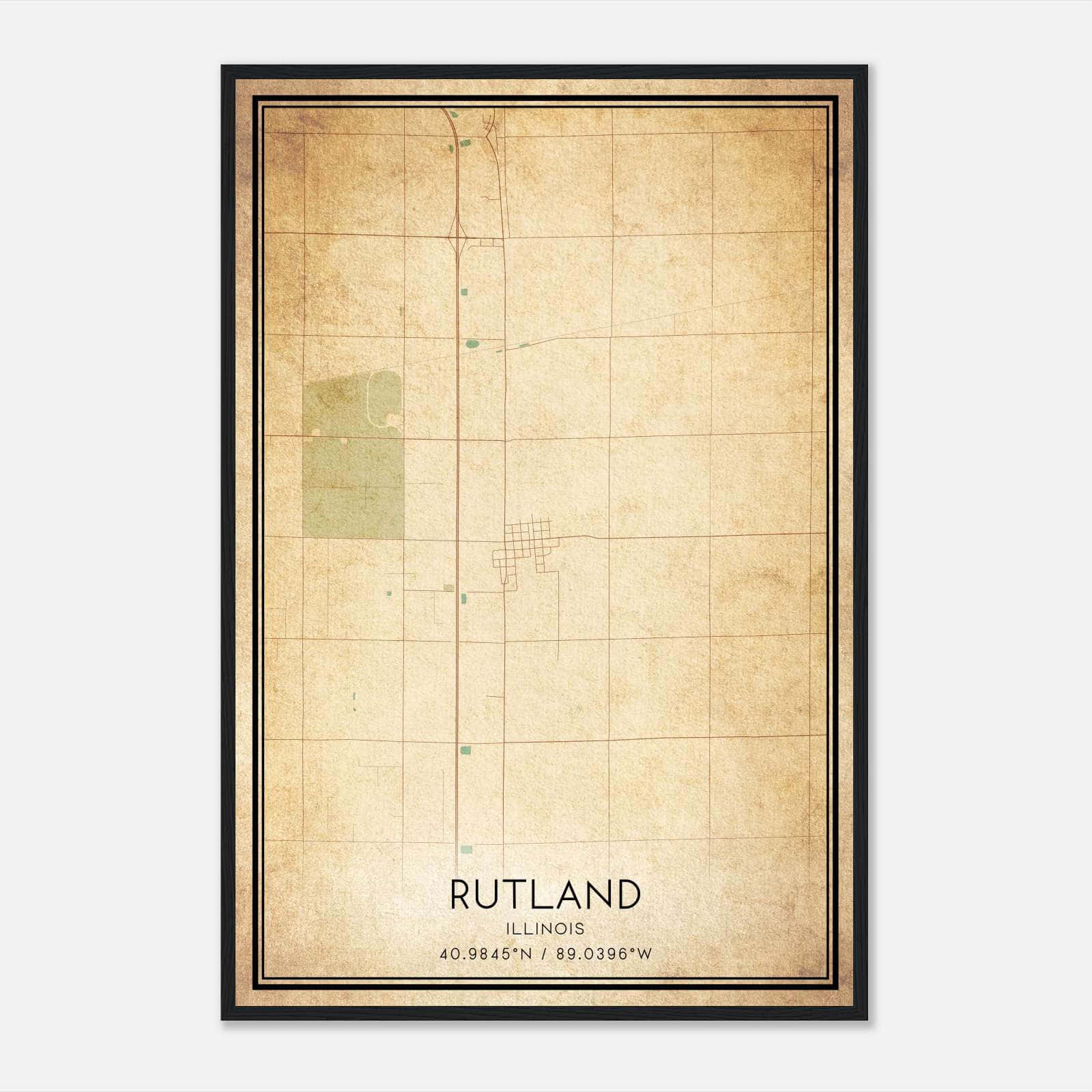 Vintage Rutland Illinois Map Poster, Rutland IL City Road Wall Art Print Vintage Rutland Illinois Map Poster, Rutland IL City Road Wall Art Print