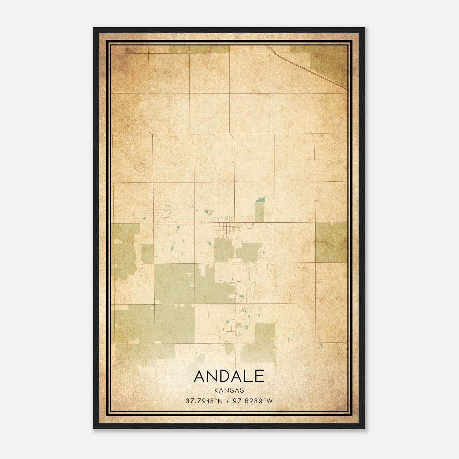 Vintage Andale Kansas Map Poster, Andale KS City Road Wall Art Print Vintage Andale Kansas Map Poster, Andale KS City Road Wall Art Print