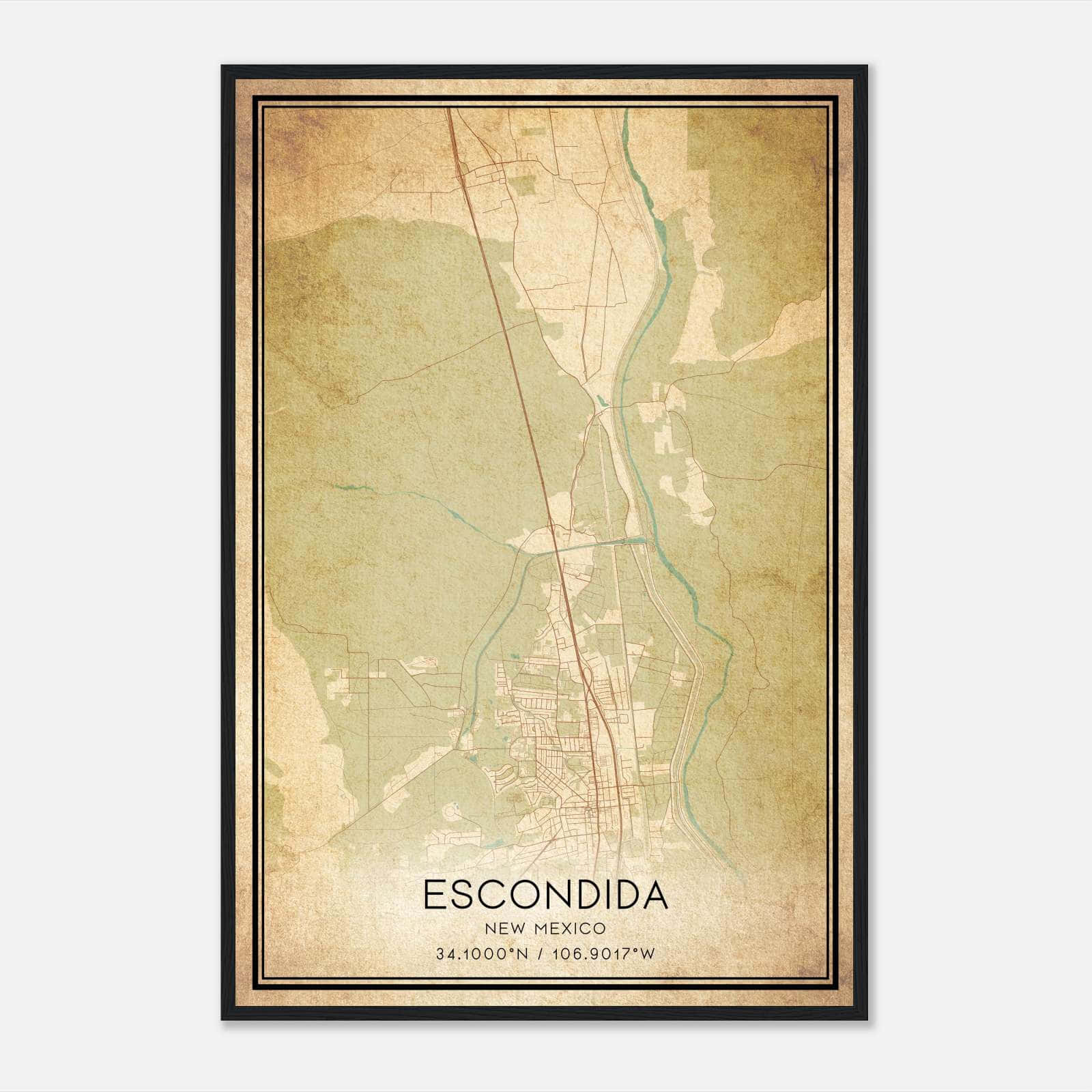 Vintage Escondida New Mexico Map Poster, Escondida NM City Road Wall Art Print Vintage Escondida New Mexico Map Poster, Escondida NM City Road Wall Art Print